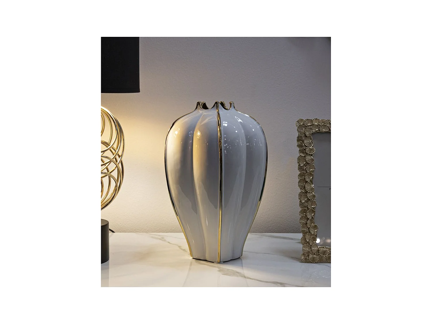 Vaso Decorativo MF635, Bianco, 21x21x40 cm, Epikasa