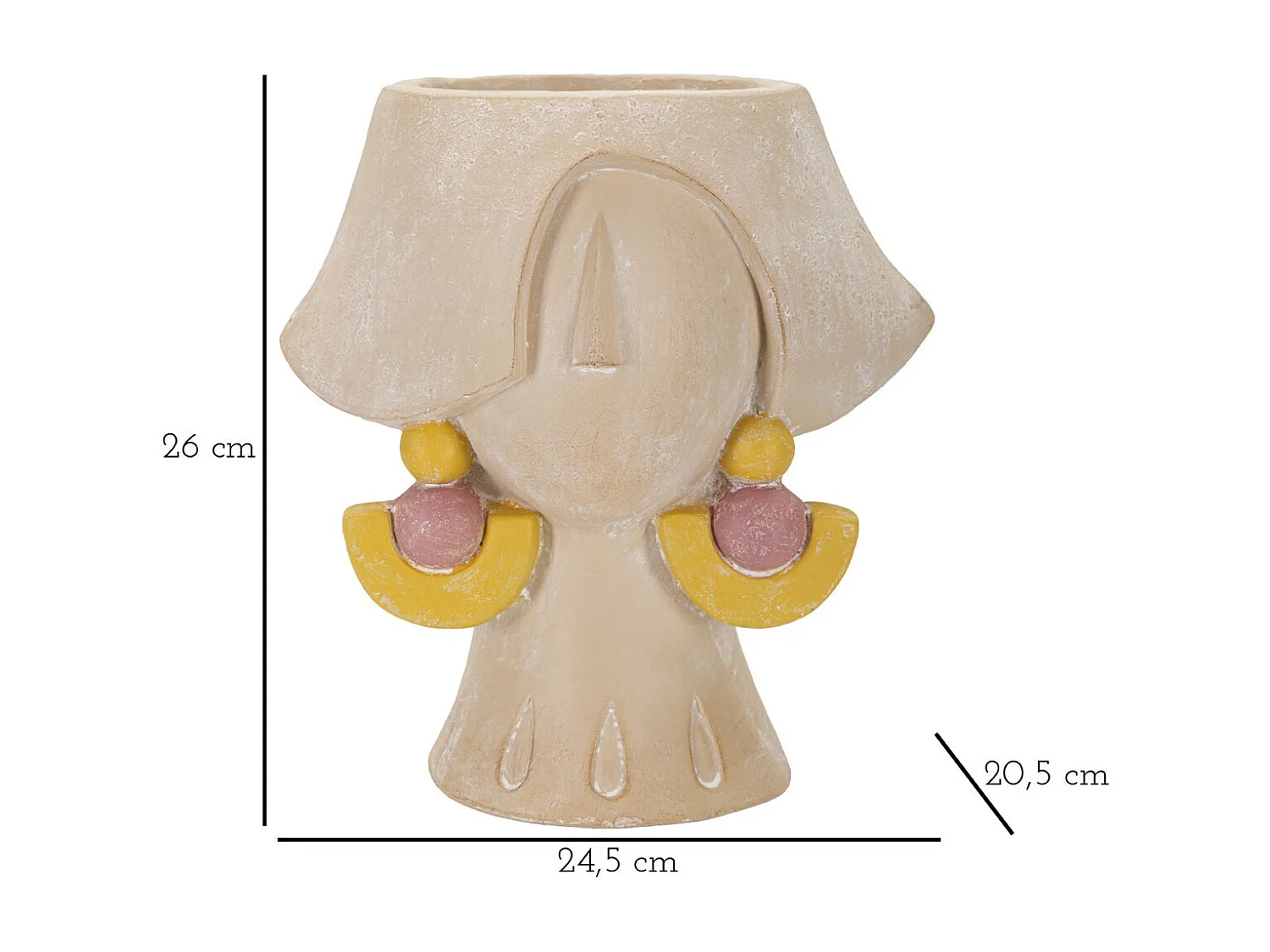 Vase Décoratif Visage 25, Multicouleur, 24,5x20,5x26 cm, Seven Design