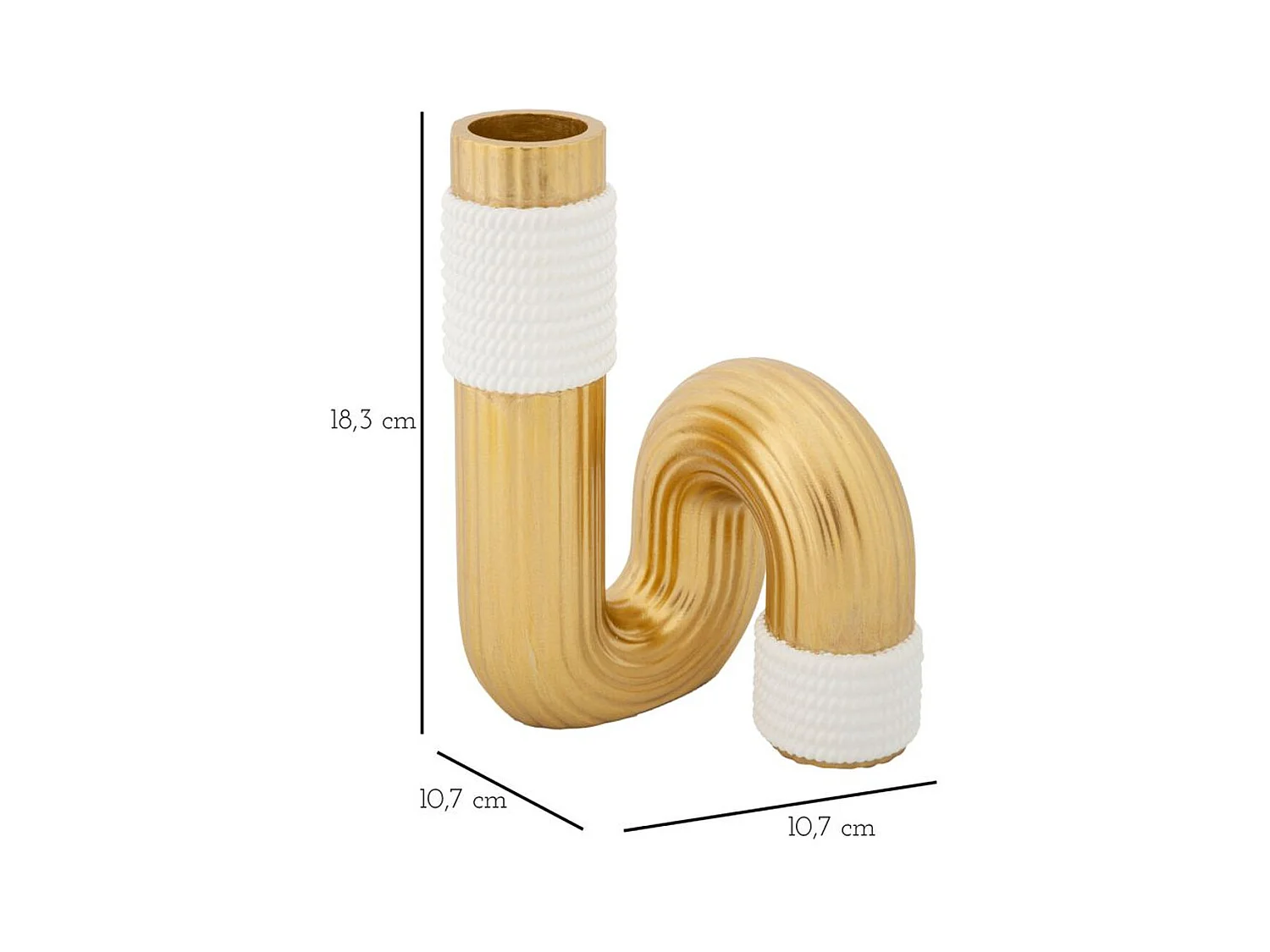 Wazon Dekoracyjny Rurka, Złoto, 10,7x10,7x18,3 cm, Epikasa