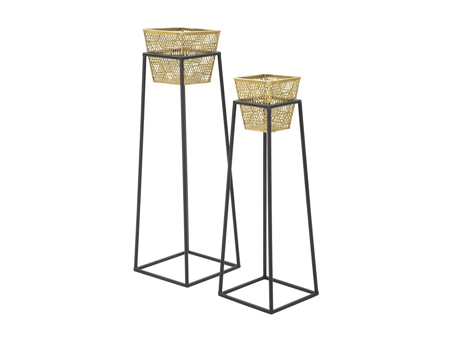 Lot de 2 Cache Pots MF417, Or, 23x23x70 cm, Seven Design