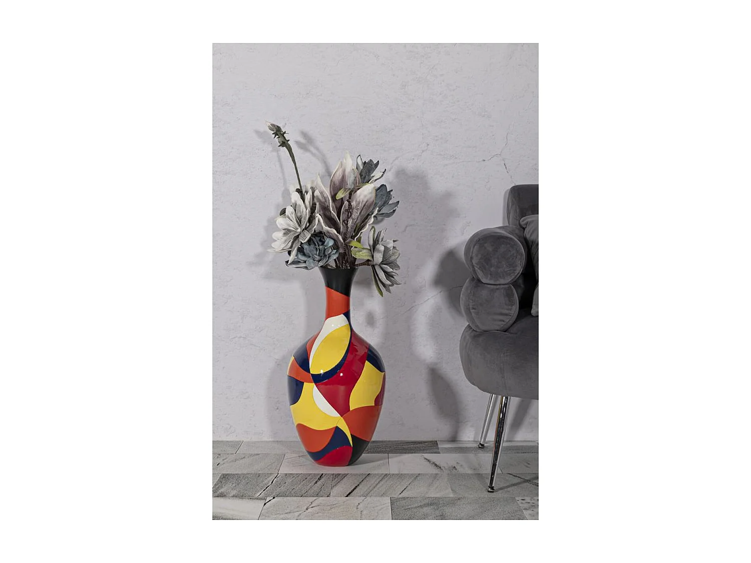 Vase Décoratif MF656, Multicouleur, 29x29x59 cm, Seven Design