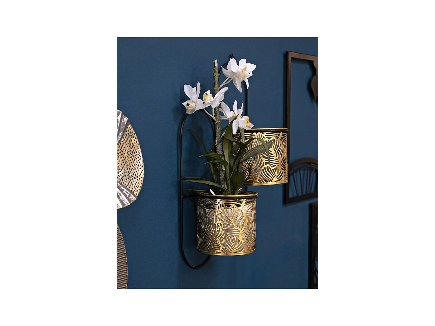 Set van 2 Plantenpotten MF416, Goud, 27x14x48 cm, Epikasa