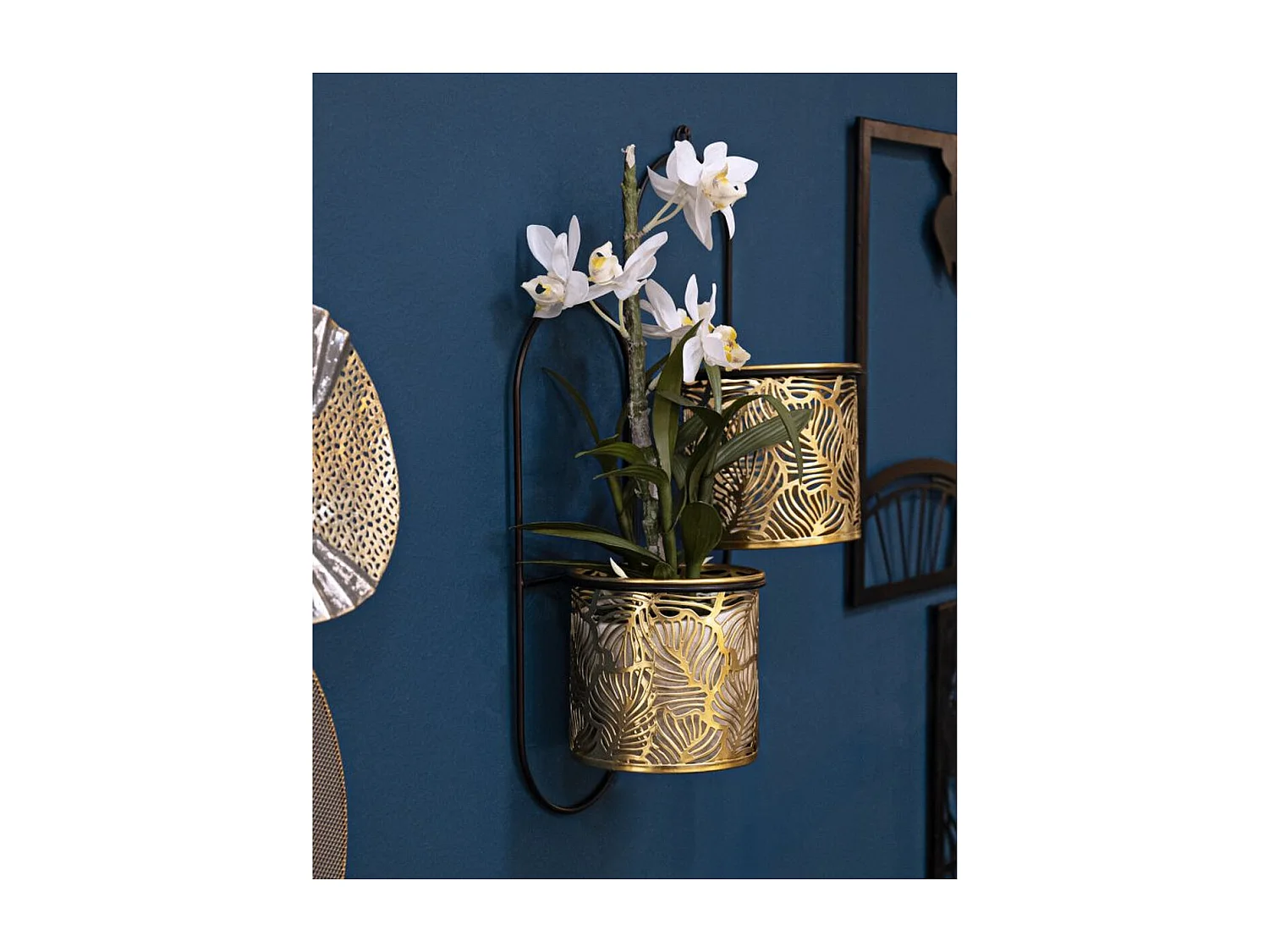 Set van 2 Plantenpotten MF416, Goud, 27x14x48 cm, Seven Design