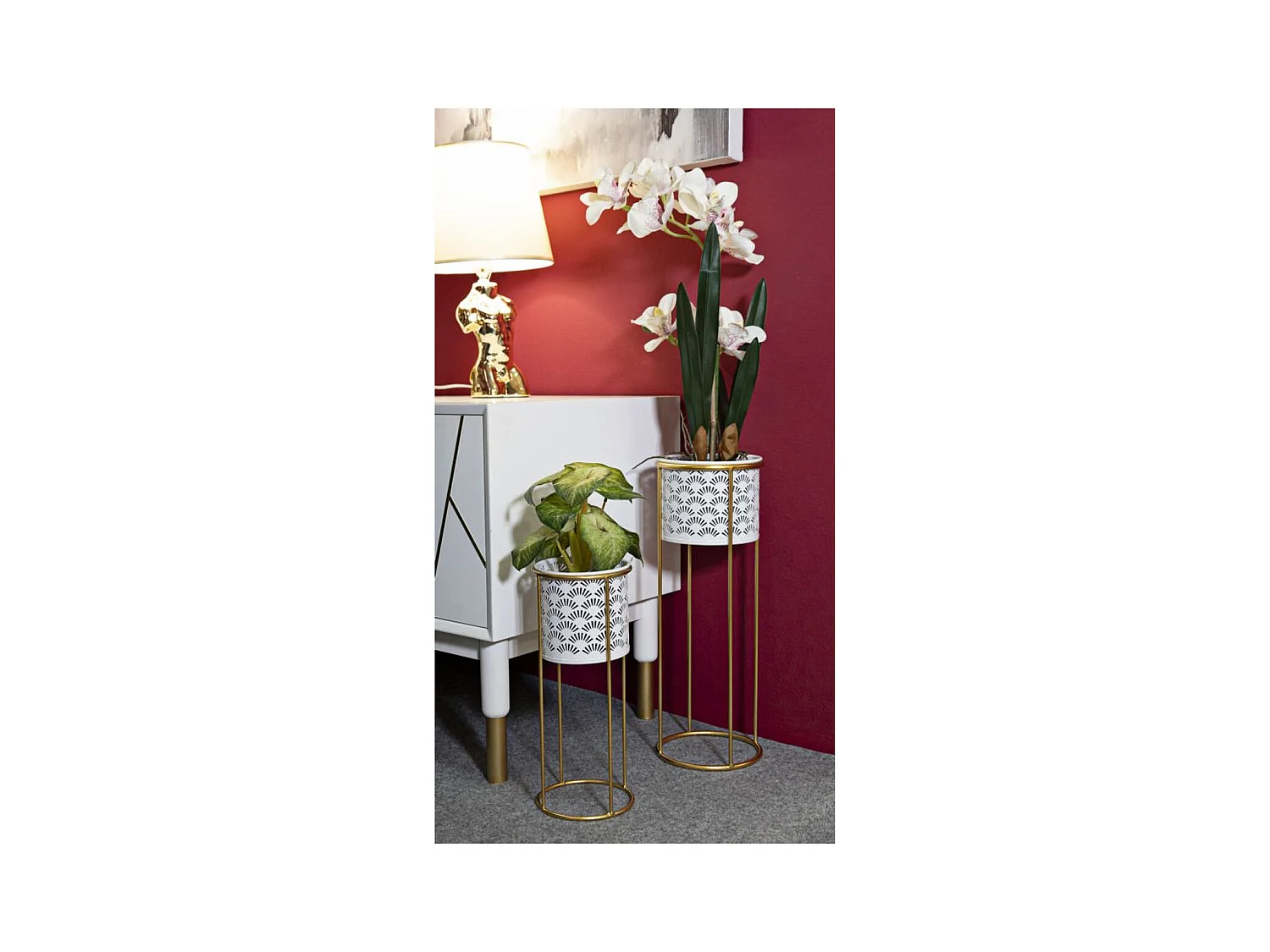 Set di 2 Vasi per Piante MF408, Bianco, 17x17x46 cm, Seven Design