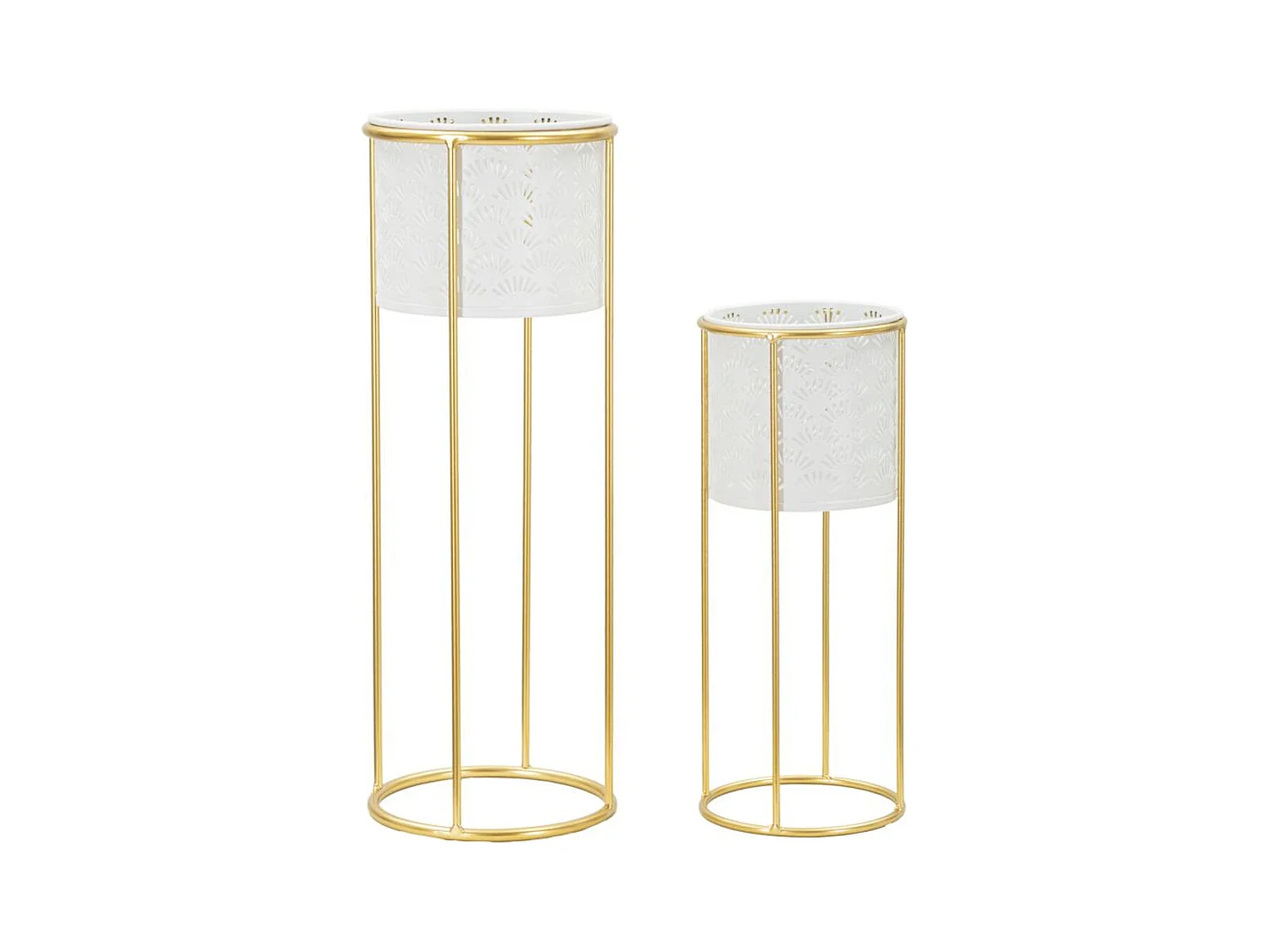 Lot de 2 Cache Pots MF408, Blanc, 17x17x46 cm, Epikasa