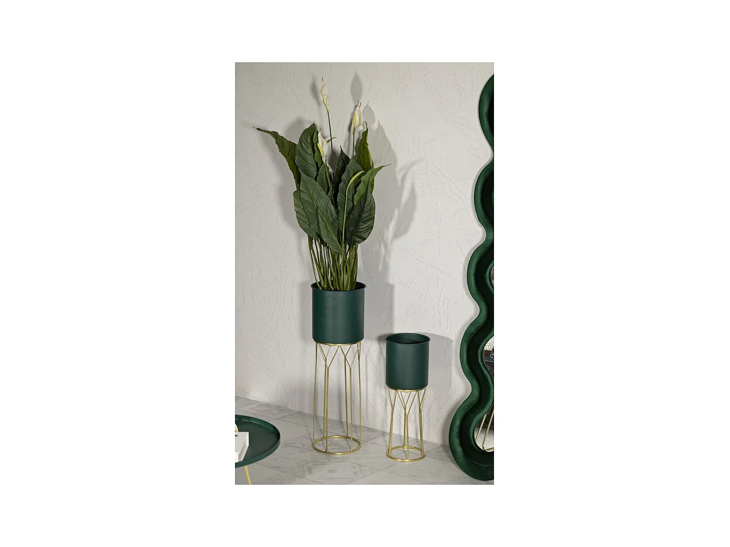 Set van 2 Plantenpotten MF391, Groen, 23x23x70 cm, Epikasa
