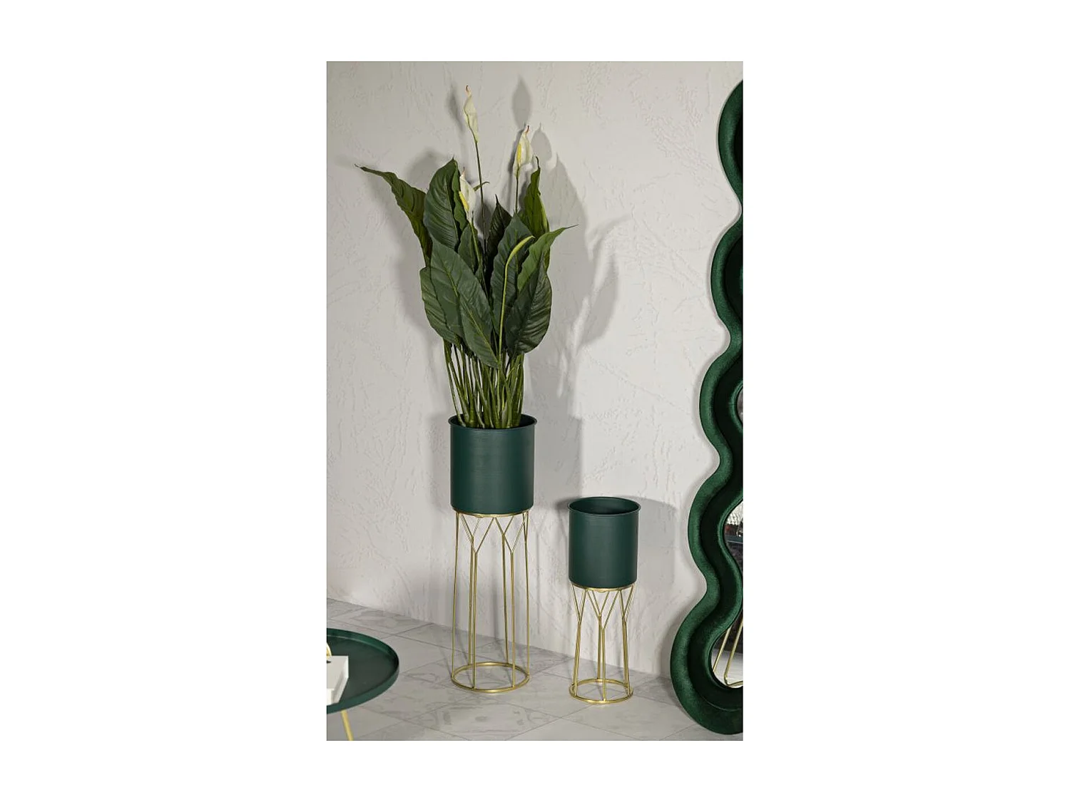 Conjunto de 2 Vasos para Plantas MF391, Verde, 23x23x70 cm, Seven Design