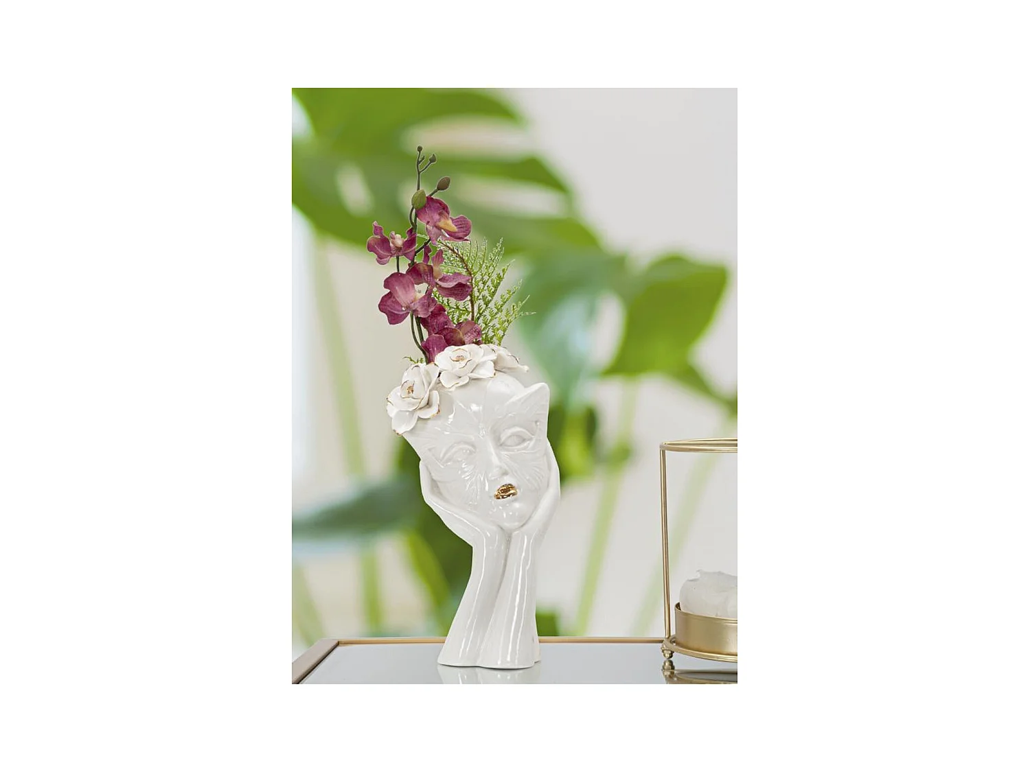 Vaso Decorativo Viso 30, Bianco, 16,5x14x27,3 cm, Epikasa