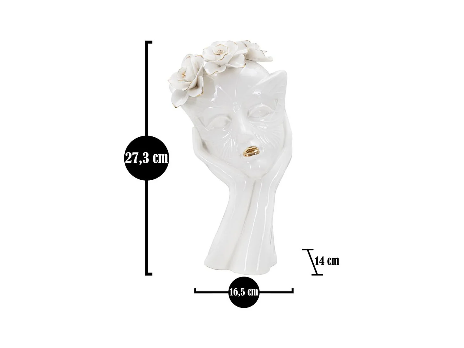 Vaso Decorativo Viso 30, Bianco, 16,5x14x27,3 cm, Epikasa