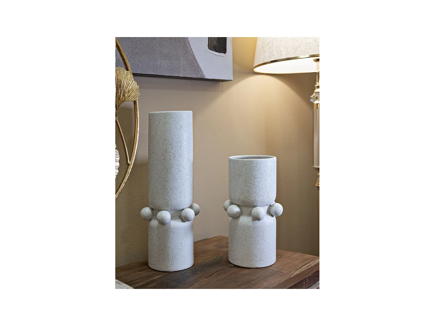 Vaso Decorativo MF638, Bege, 15,5x15,5x41 cm, Epikasa