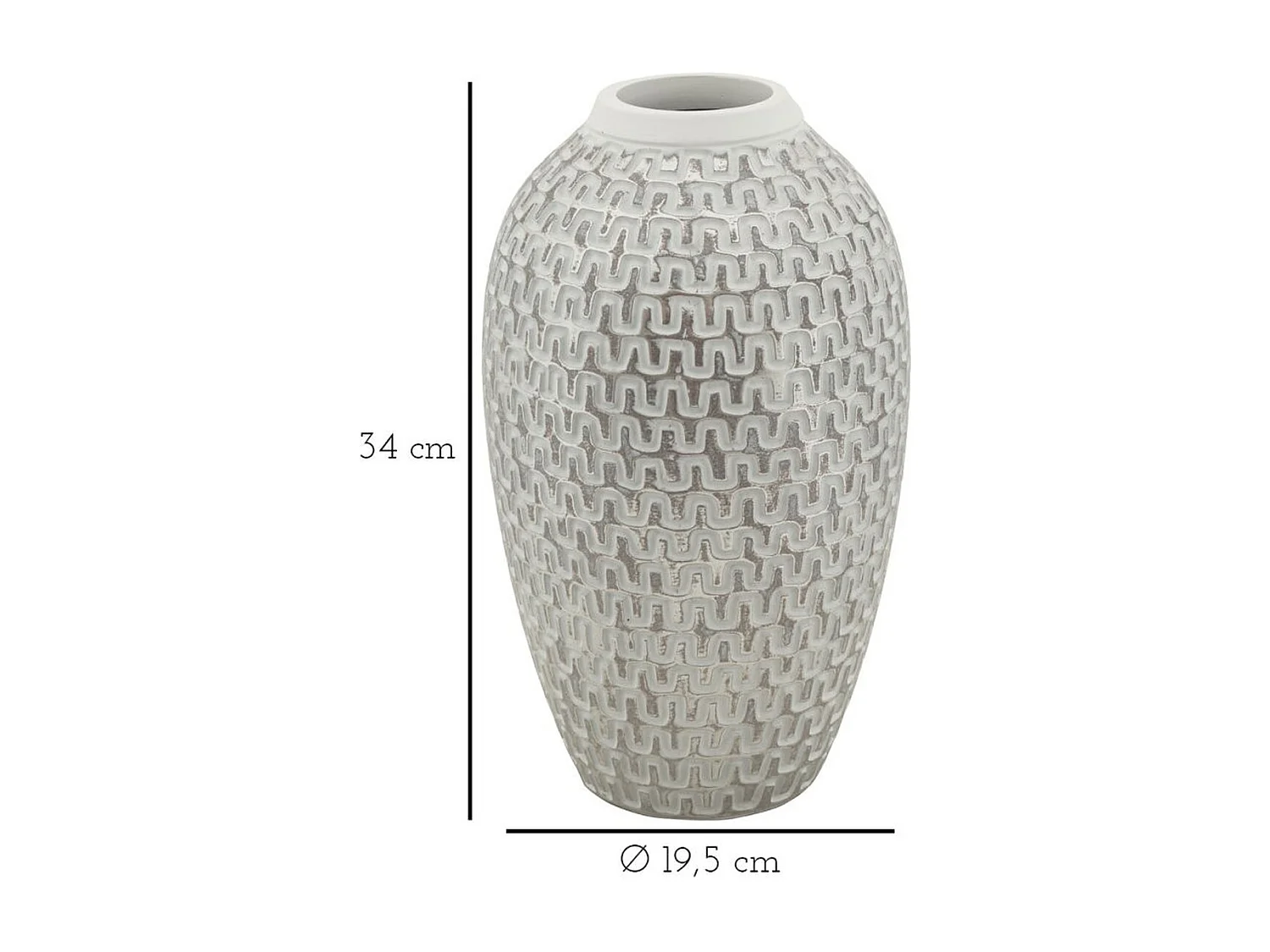 Vase Décoratif MF682, Blanc, 19,5x19,5x34 cm, Seven Design