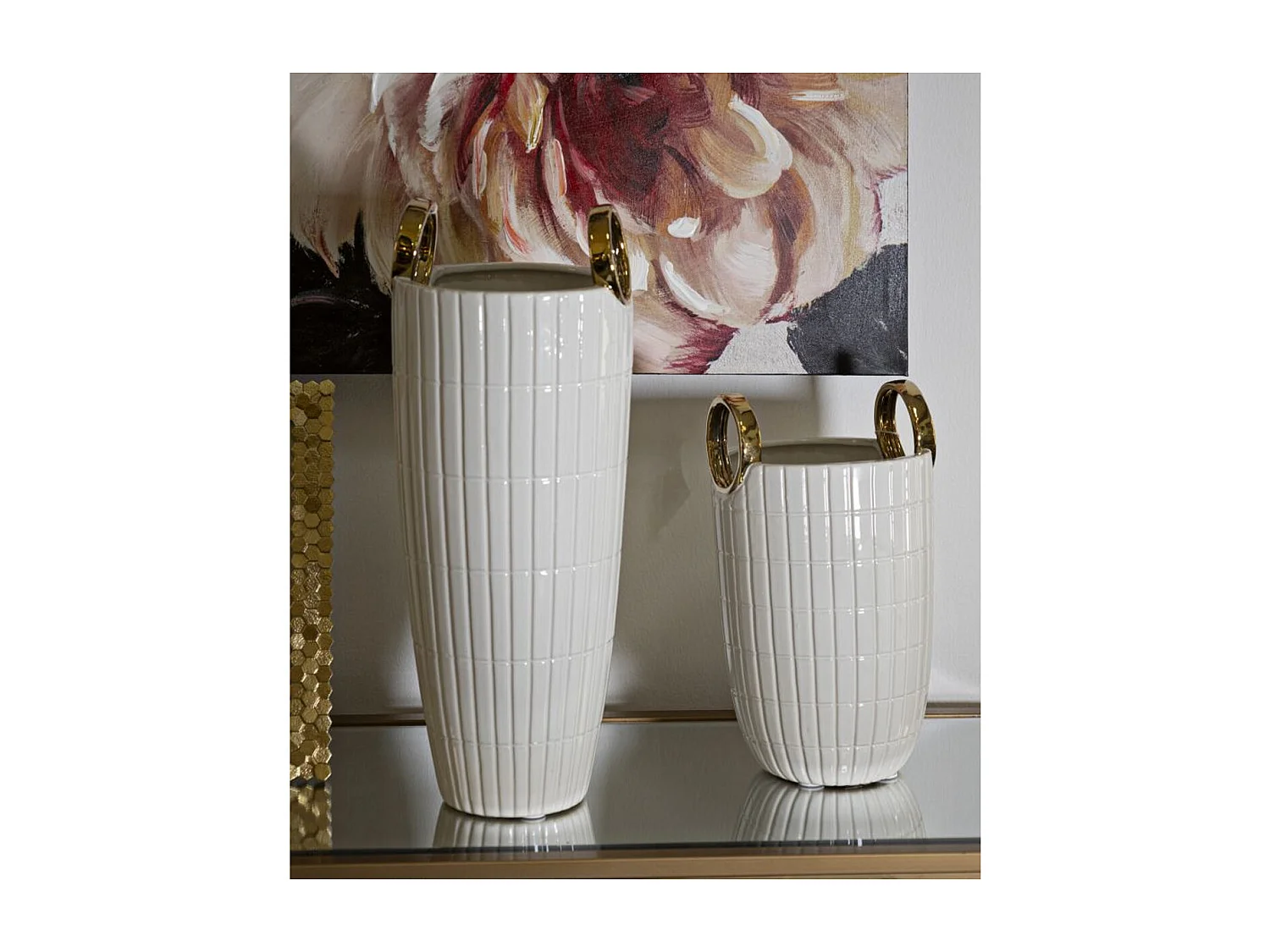 Vase Décoratif MF633, Blanc, 18x18x45 cm, Seven Design