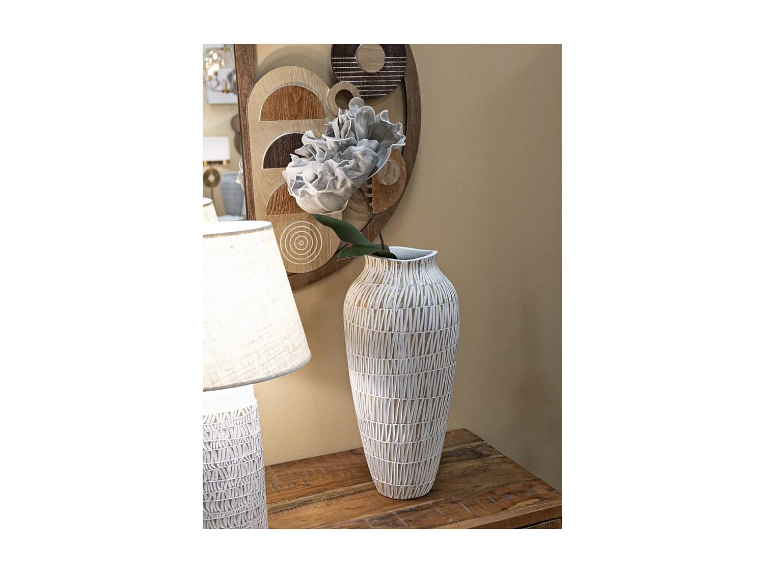 Vase Décoratif MF666, Blanc, 23x23x50 cm, Seven Design