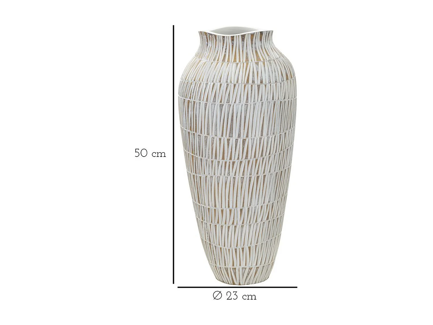 Vase Décoratif MF666, Blanc, 23x23x50 cm, Seven Design