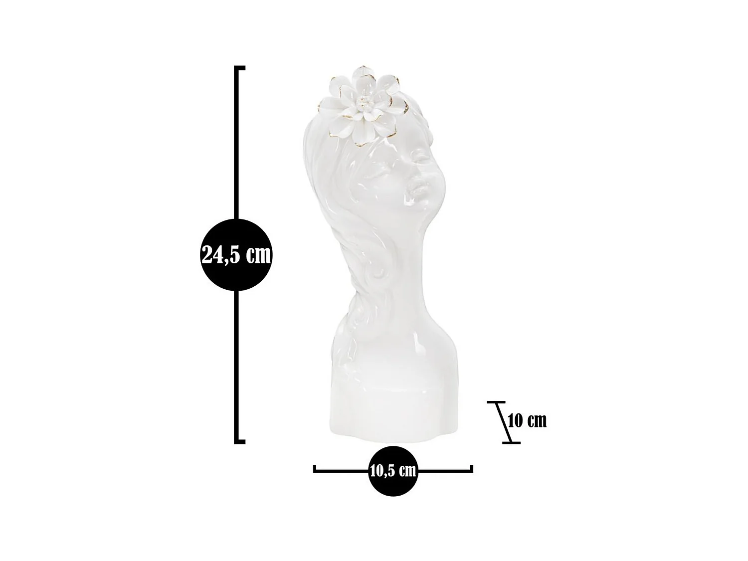 Wazon Dekoracyjny Twarz 34, Biały, 10,5x10x24,7 cm, Epikasa