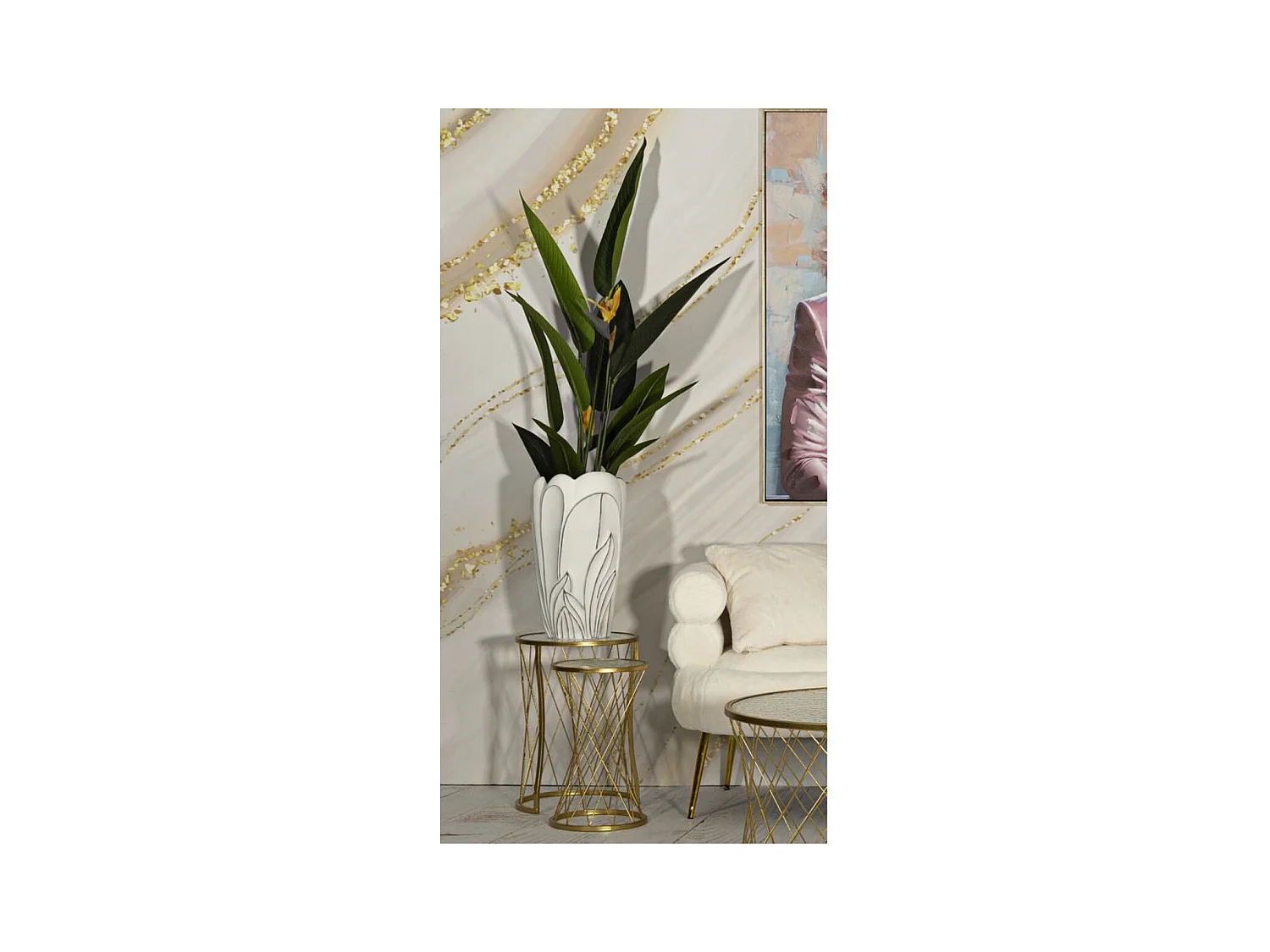 Decoratieve Vaas MF661, Wit, 29x29x48 cm, Epikasa