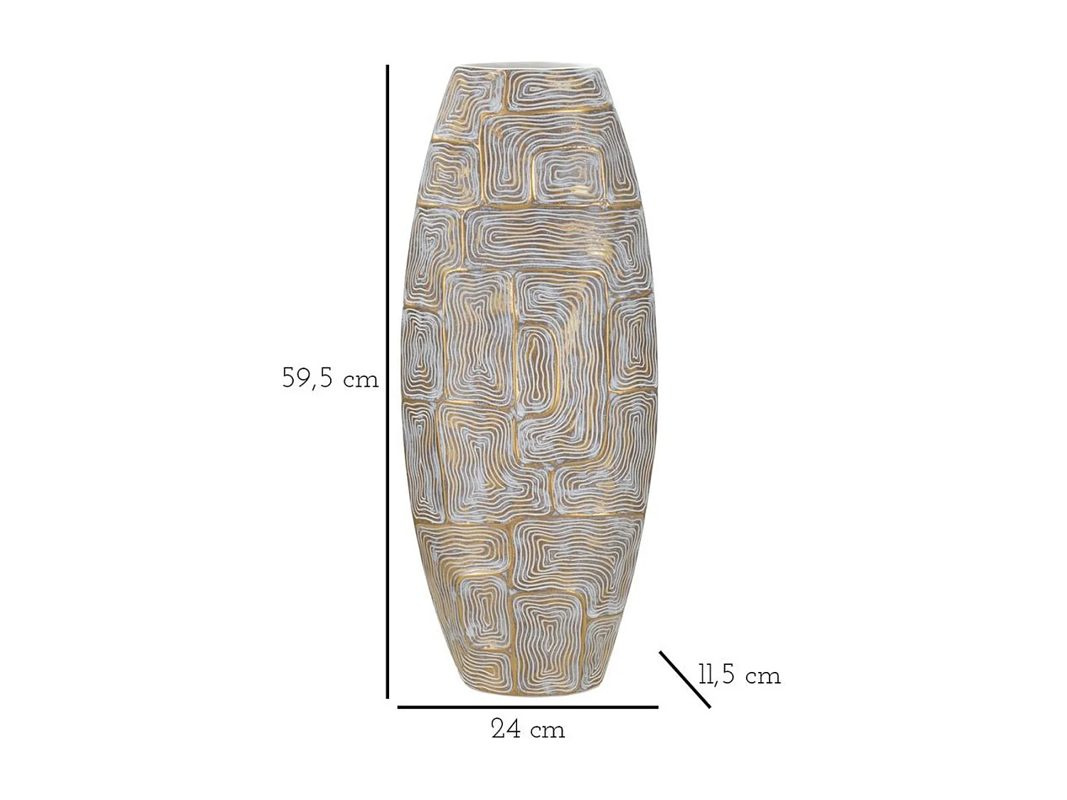 Jarrón Decorativo MF674, Oro, 24x11,5x59,5 cm, Seven Design