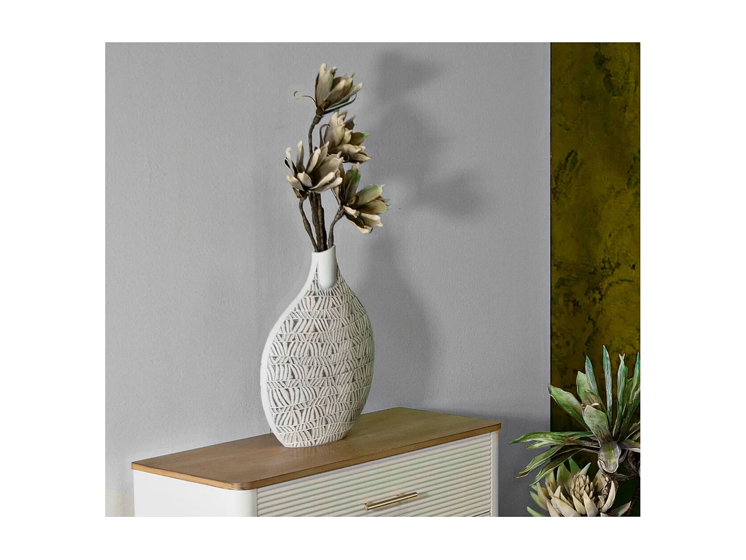 Decoratieve Vaas MF671, Wit, 30,5x11,5x46,5 cm, Epikasa