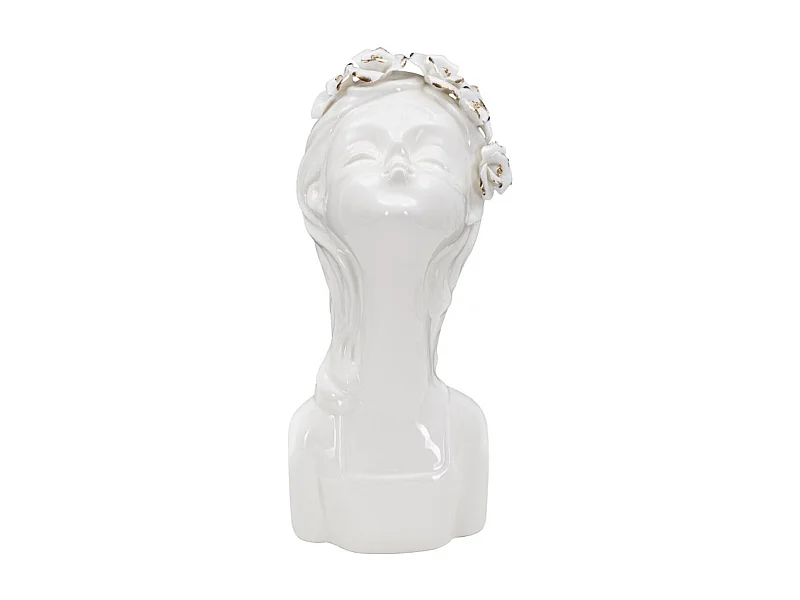 Vaso Decorativo Rosto 33, Branco, 10x14x26 cm, Epikasa