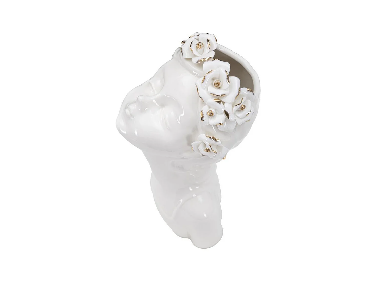 Vaso Decorativo Rosto 33, Branco, 10x14x26 cm, Epikasa