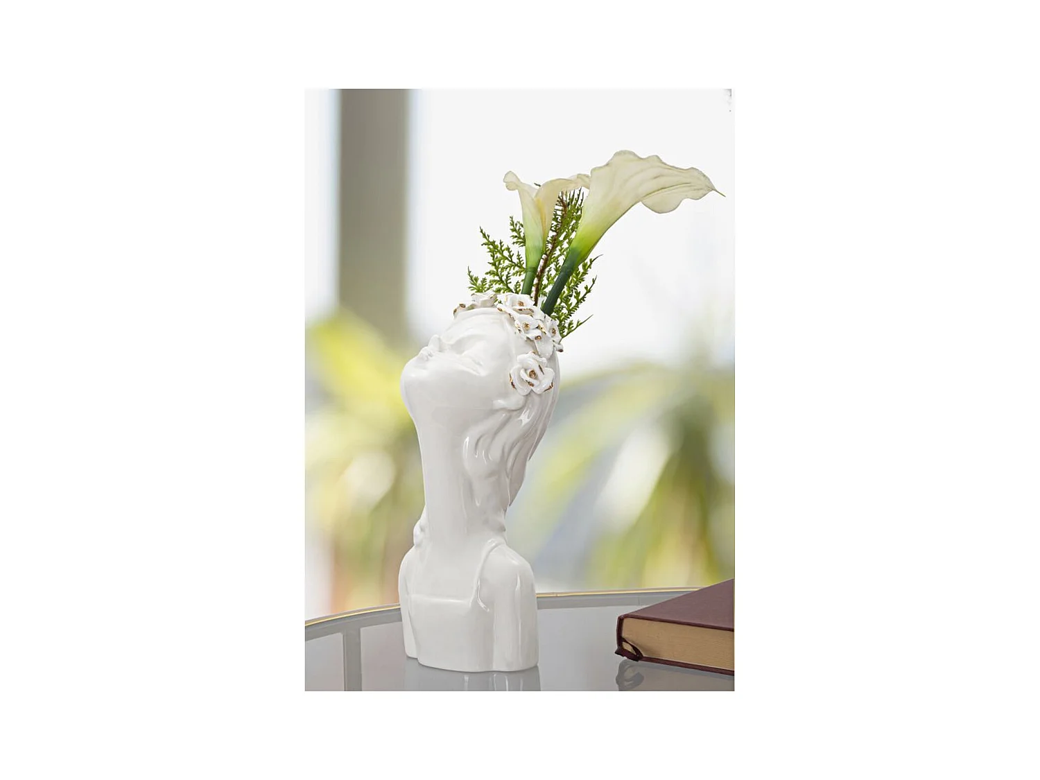 Vaso Decorativo Rosto 33, Branco, 10x14x26 cm, Epikasa