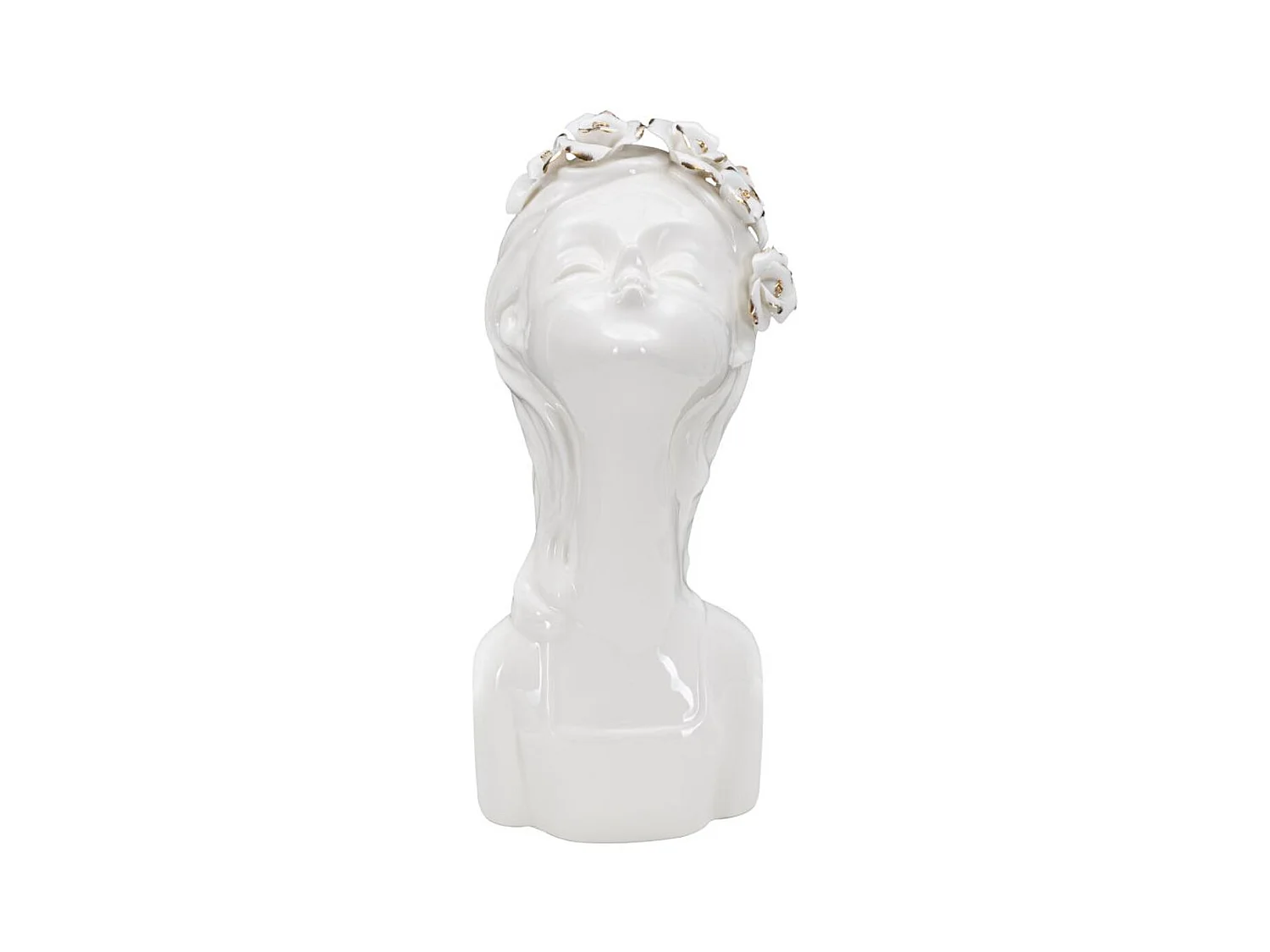 Vase Décoratif Visage 33, Blanc, 10x14x26 cm, Epikasa