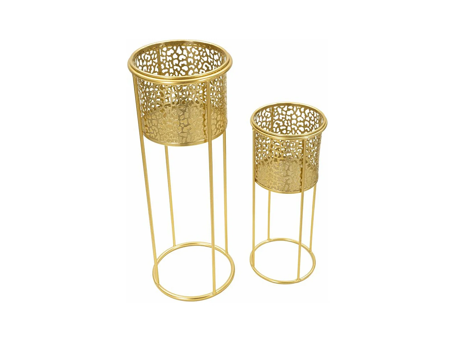 Lot de 2 Cache Pots MF407, Or, 17x17x46 cm, Seven Design