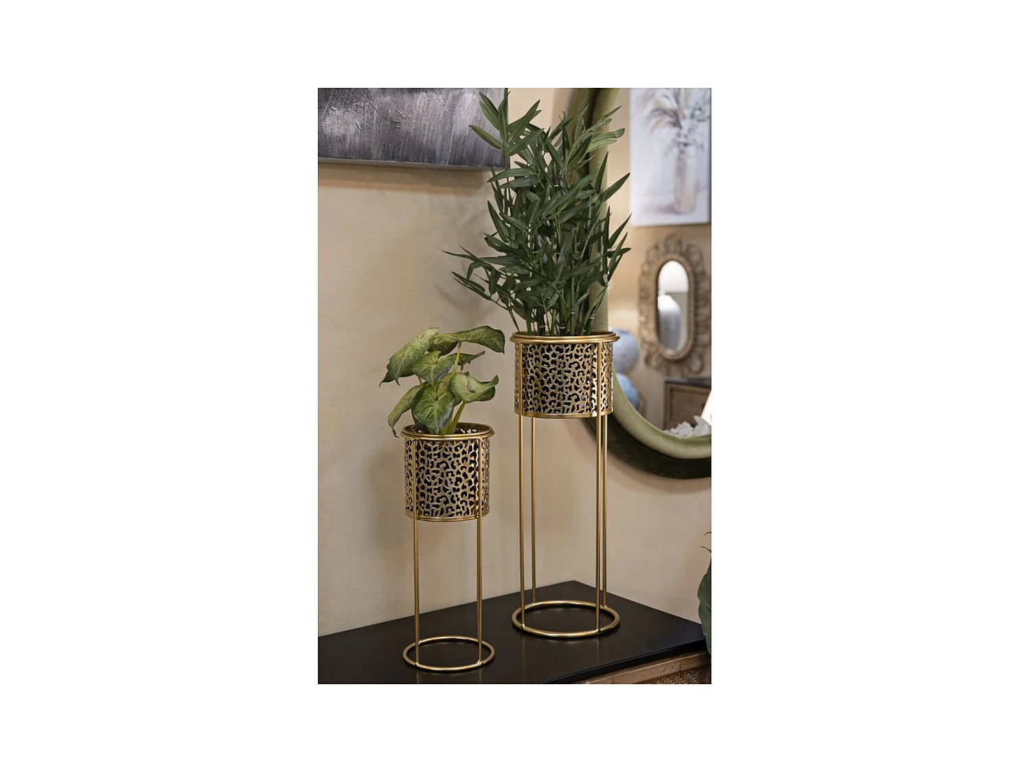 Lot de 2 Cache Pots MF407, Or, 17x17x46 cm, Seven Design