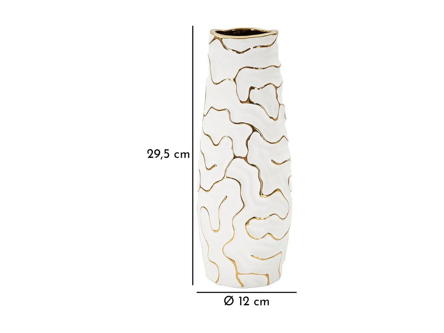 Vase Décoratif MF649, Blanc, 12x12x29,5 cm, Seven Design