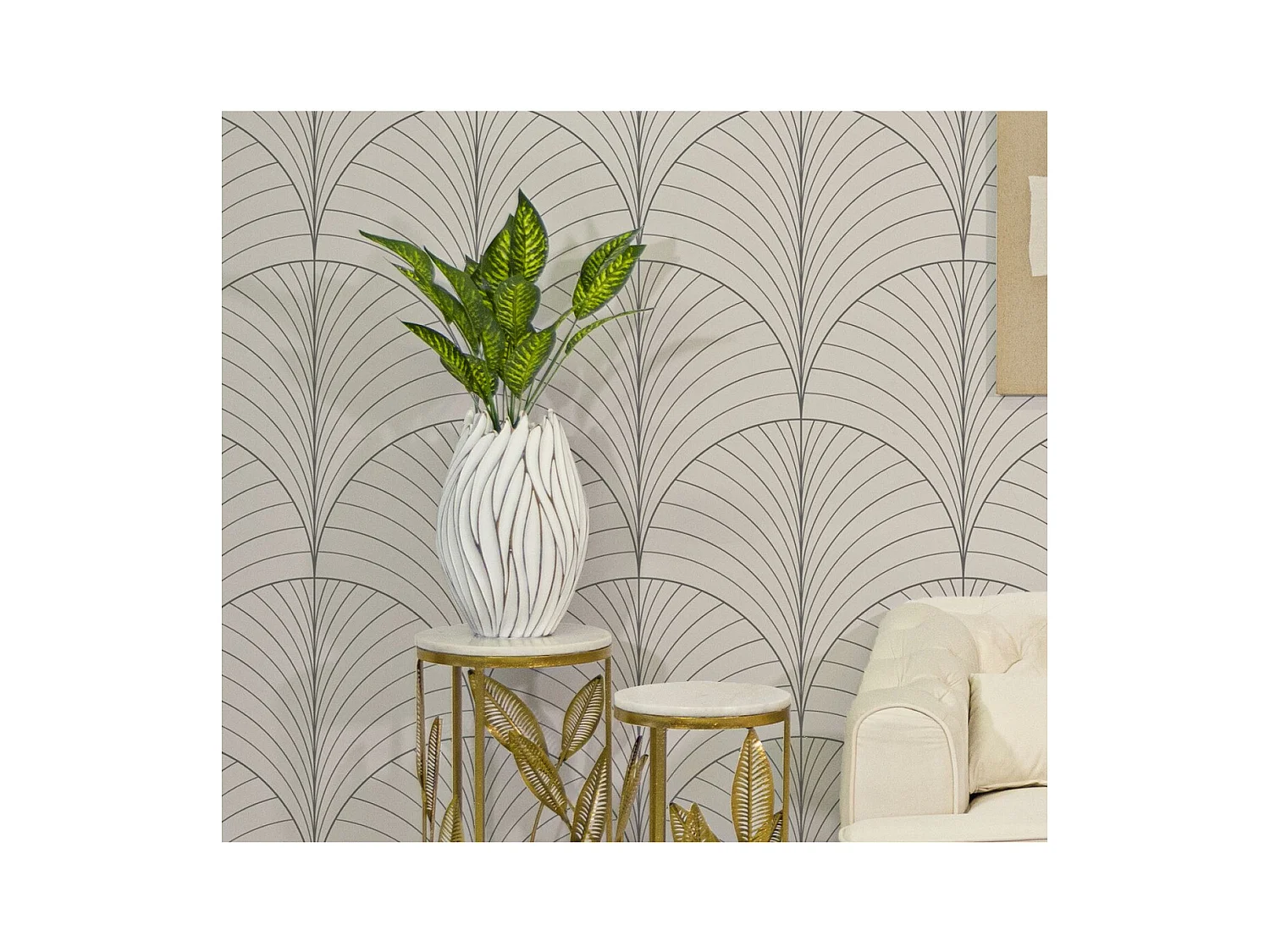 Decoratieve Vaas MF668, Wit, 27x27x41,5 cm, Epikasa