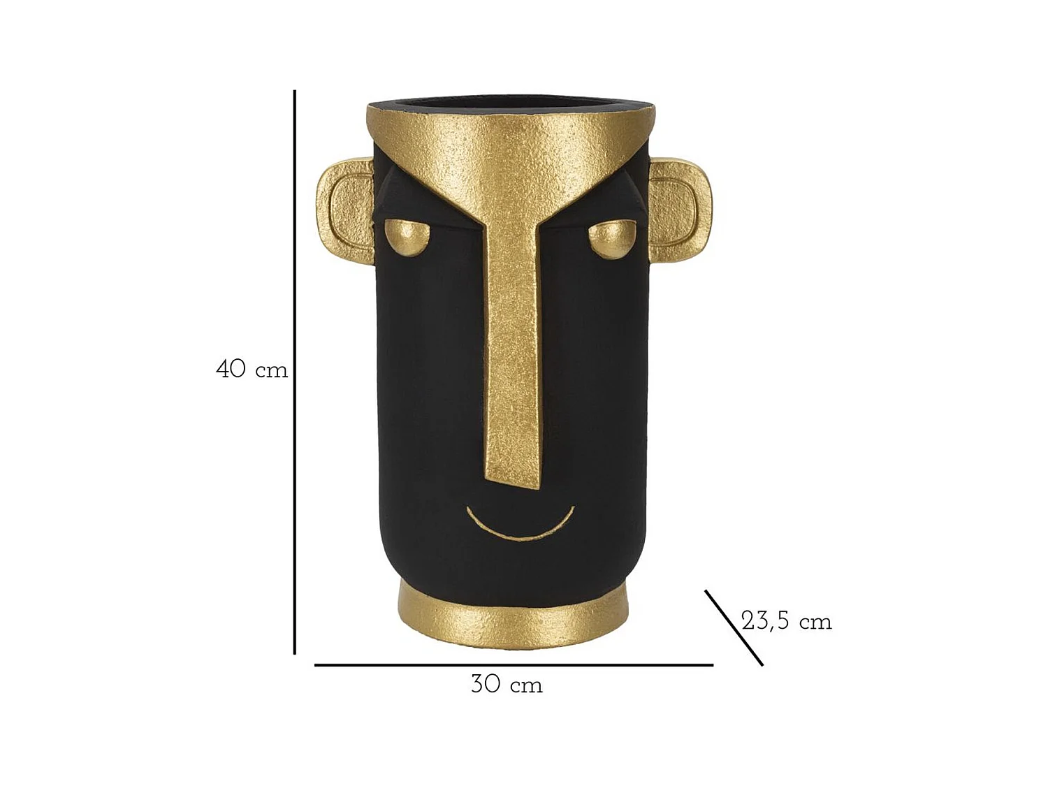 Wazon Dekoracyjny Twarz 22, Czarny, 30x23,5x40 cm, Epikasa