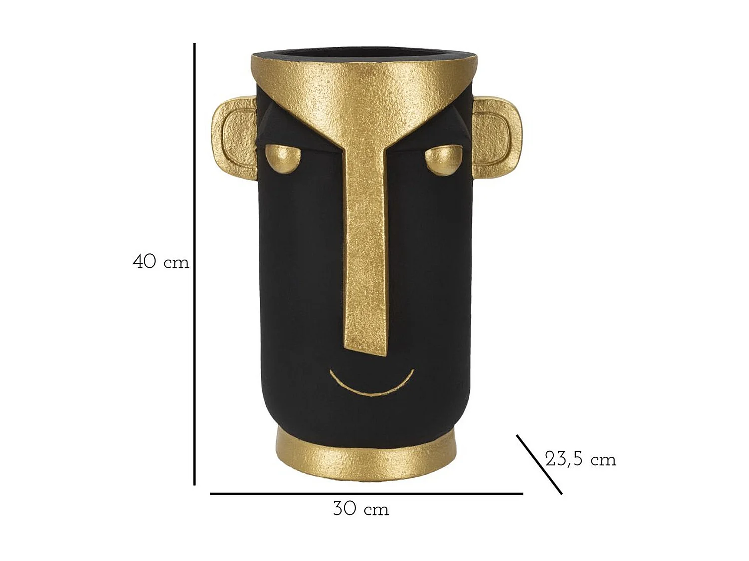 Vaso Decorativo Viso 22, Nero, 30x23,5x40 cm, Seven Design