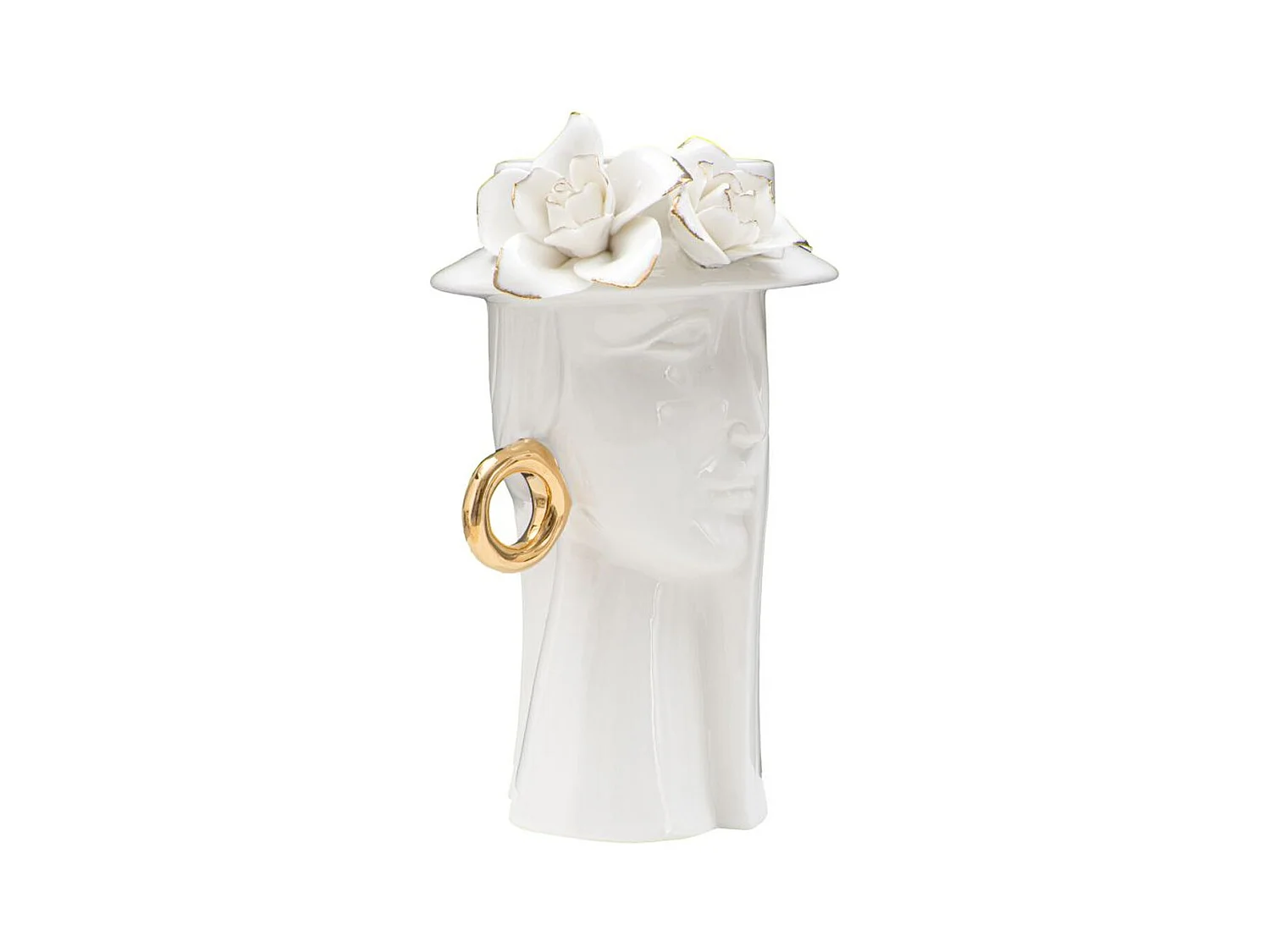 Wazon Dekoracyjny Twarz 29, Biały, 15x13,3x23,5 cm, Epikasa