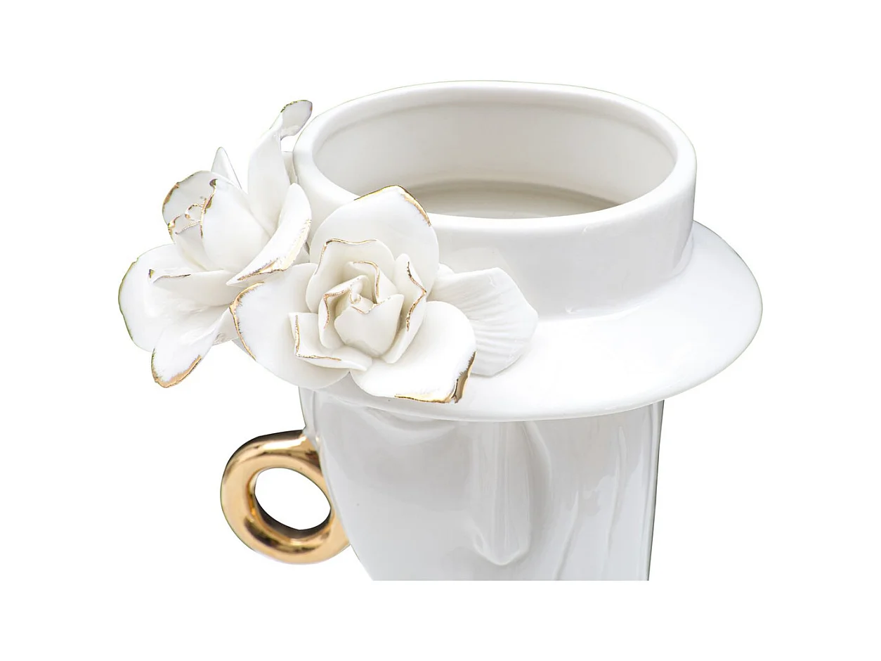 Wazon Dekoracyjny Twarz 29, Biały, 15x13,3x23,5 cm, Epikasa