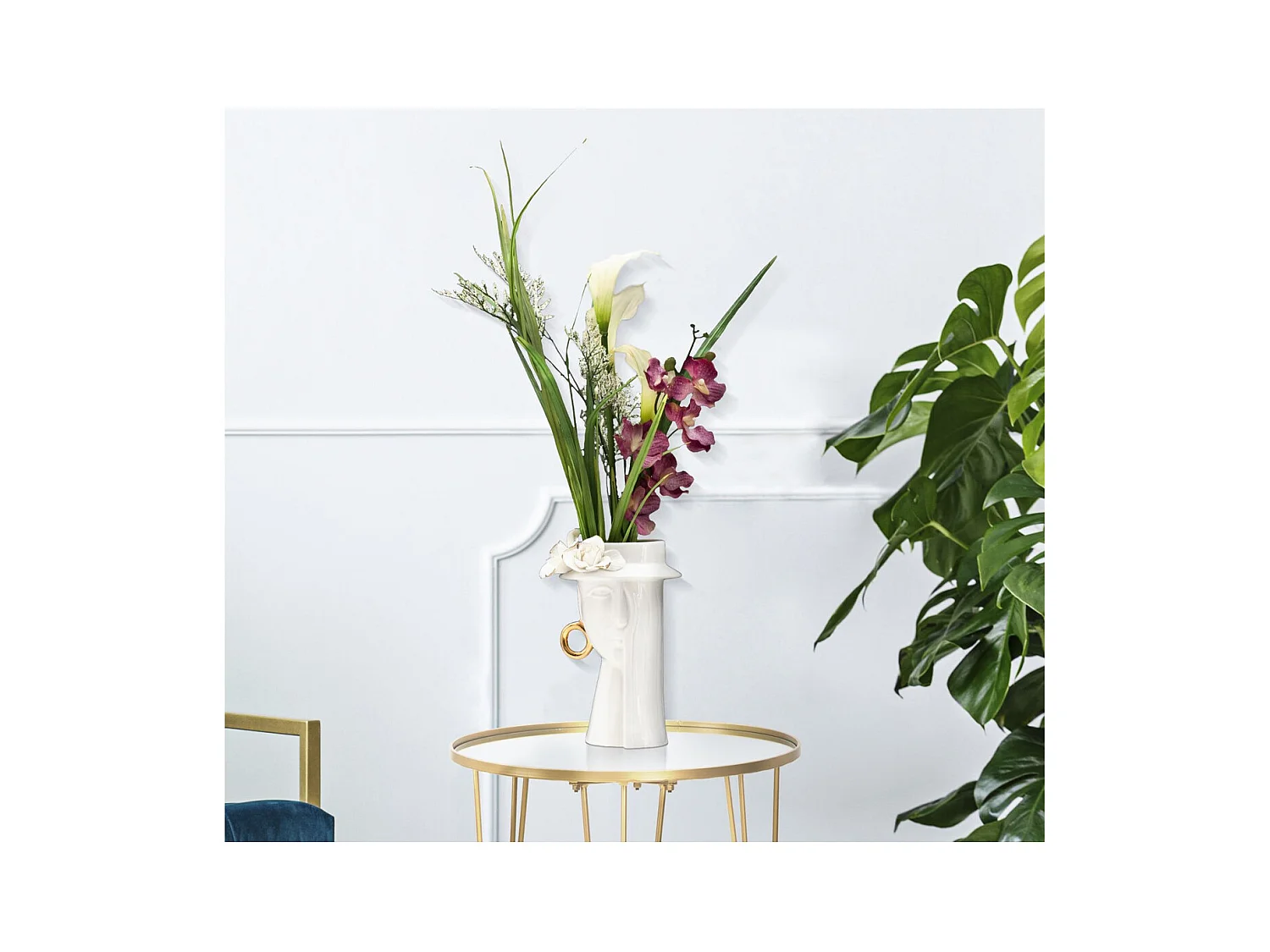 Wazon Dekoracyjny Twarz 29, Biały, 15x13,3x23,5 cm, Epikasa