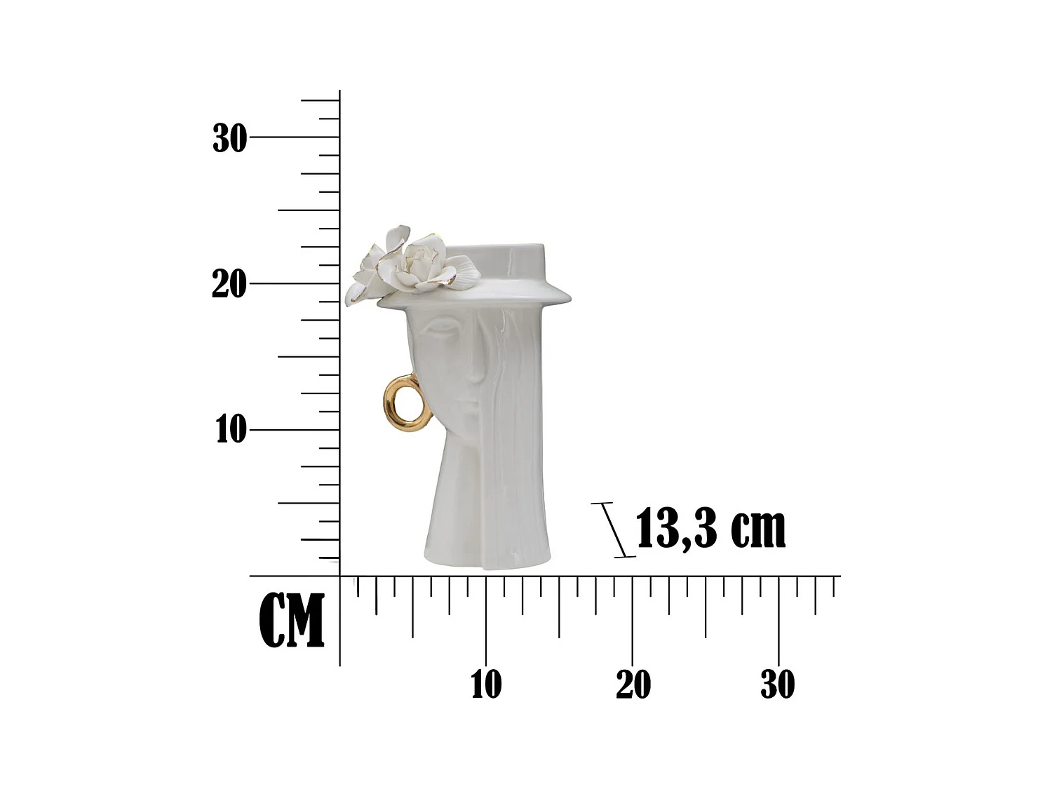 Wazon Dekoracyjny Twarz 29, Biały, 15x13,3x23,5 cm, Epikasa