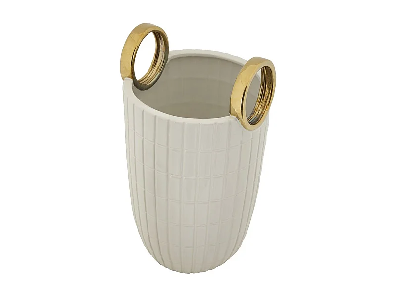 Vaso Decorativo MF648, Branco, 18x18x25 cm, Epikasa