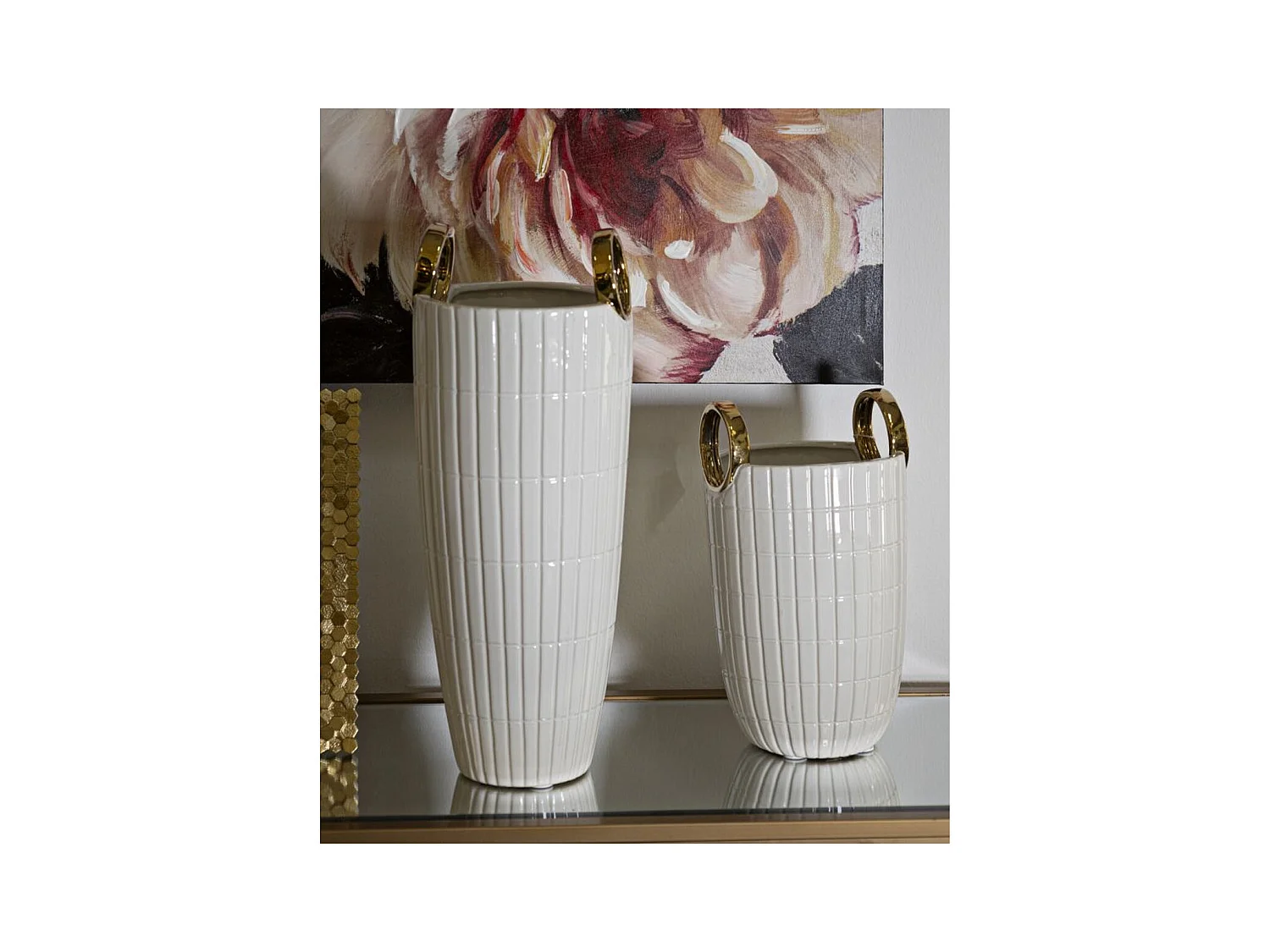 Vaso Decorativo MF648, Branco, 18x18x25 cm, Epikasa