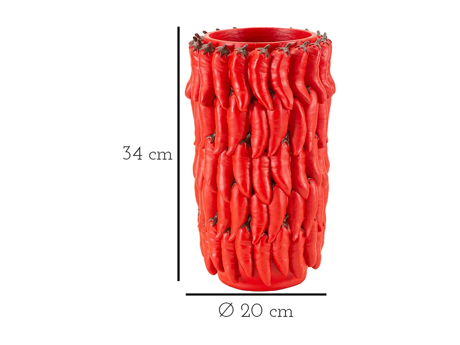 Vase Décoratif Piments, Rouge, 20x20x34 cm, Seven Design