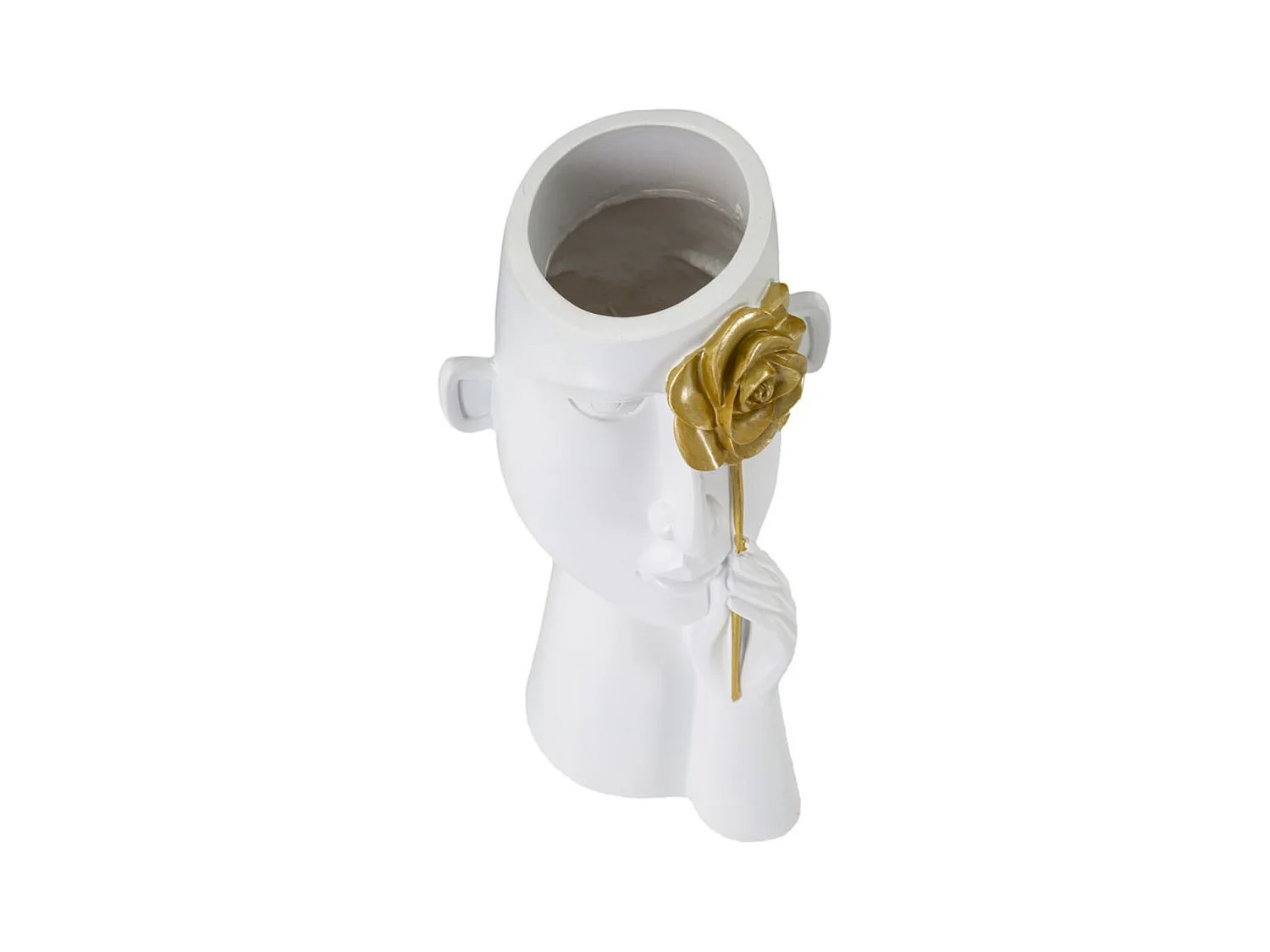 Wazon Dekoracyjny Twarz 21, Biały, 14x13x27 cm, Epikasa