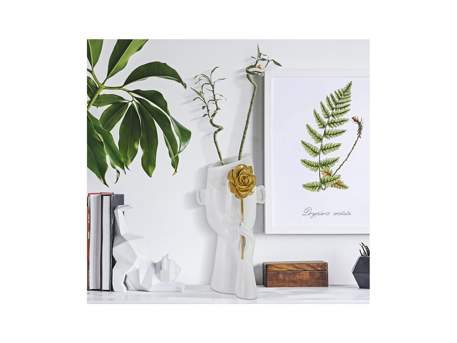 Wazon Dekoracyjny Twarz 21, Biały, 14x13x27 cm, Epikasa