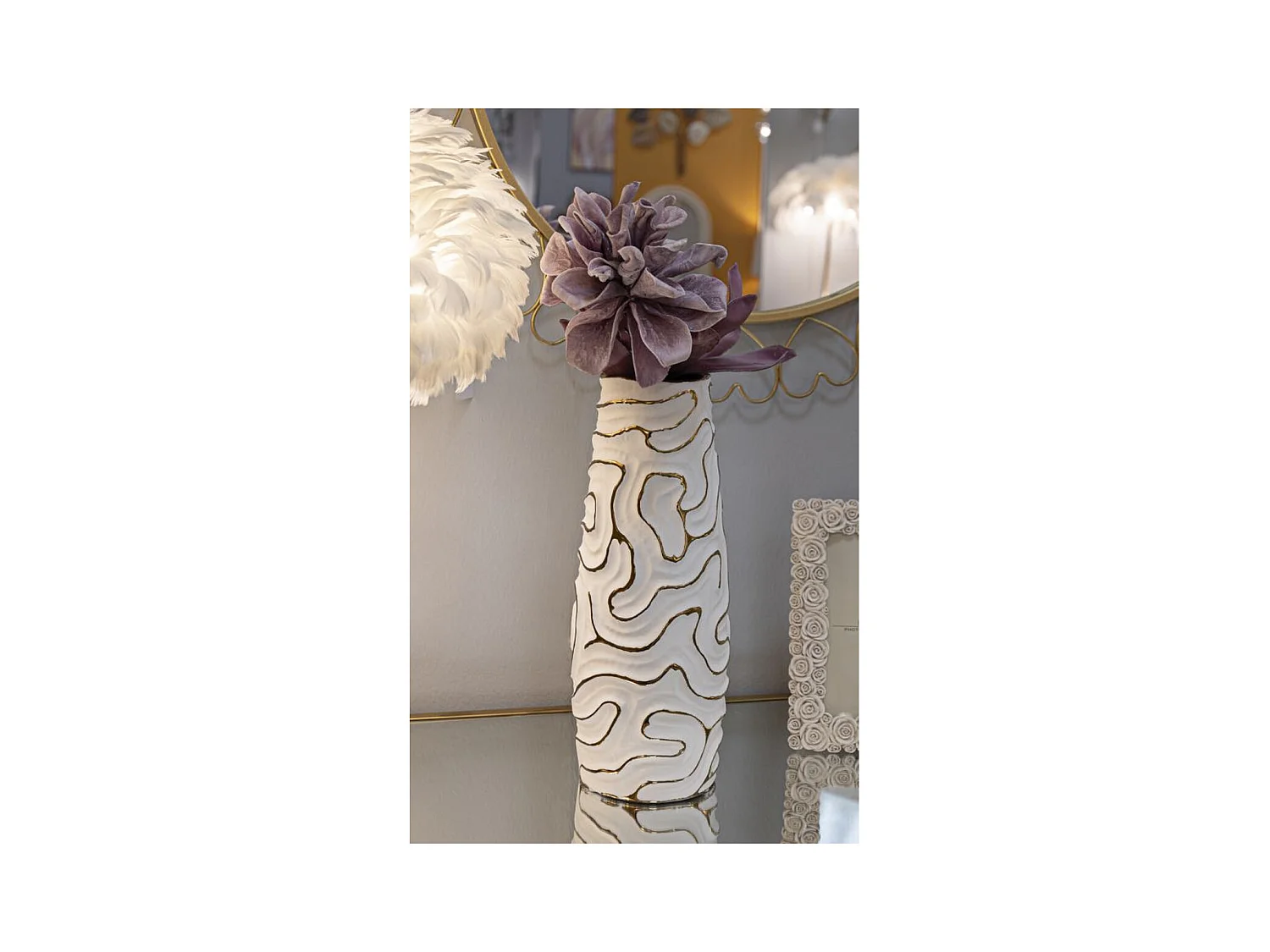 Wazon Dekoracyjny MF641, Biały, 14,5x14,5x39,5 cm, Epikasa