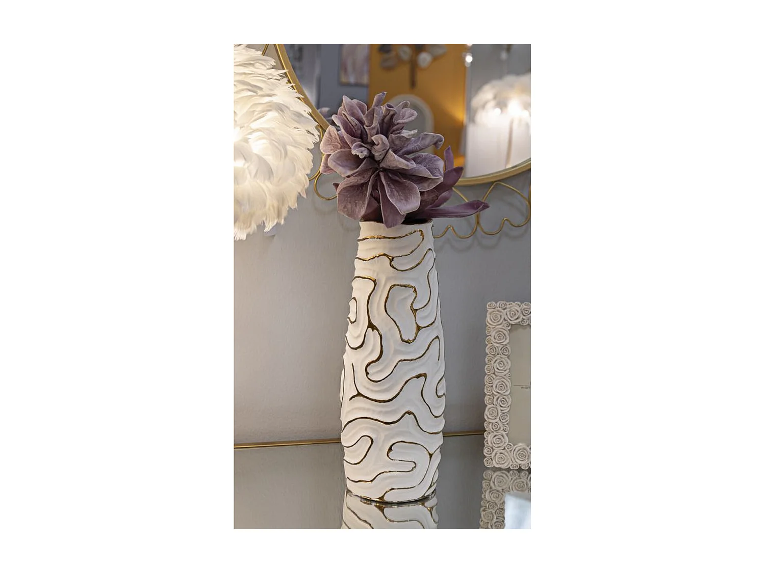 Vase Décoratif MF641, Blanc, 14,5x14,5x39,5 cm, Seven Design