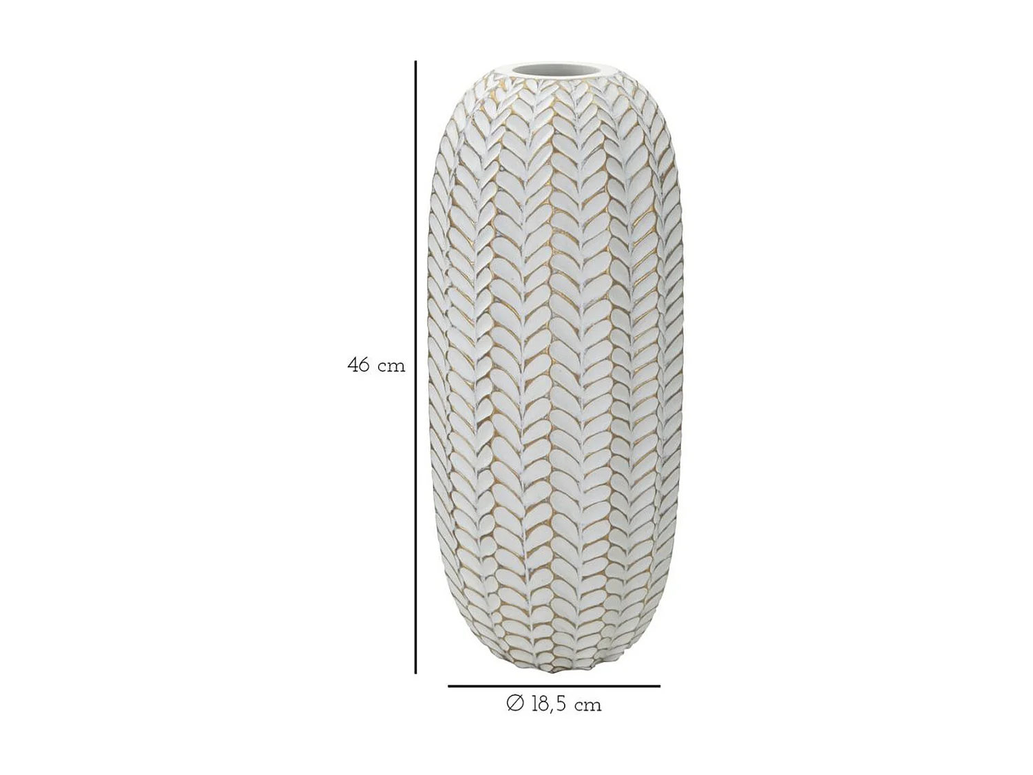 Vaso Decorativo MF673, Branco, 18,5x18,5x46 cm, Seven Design