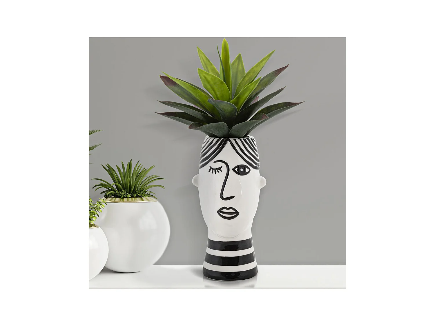Wazon Dekoracyjny Twarz 31, Biały, 13,2x11,8x26,3 cm, Epikasa