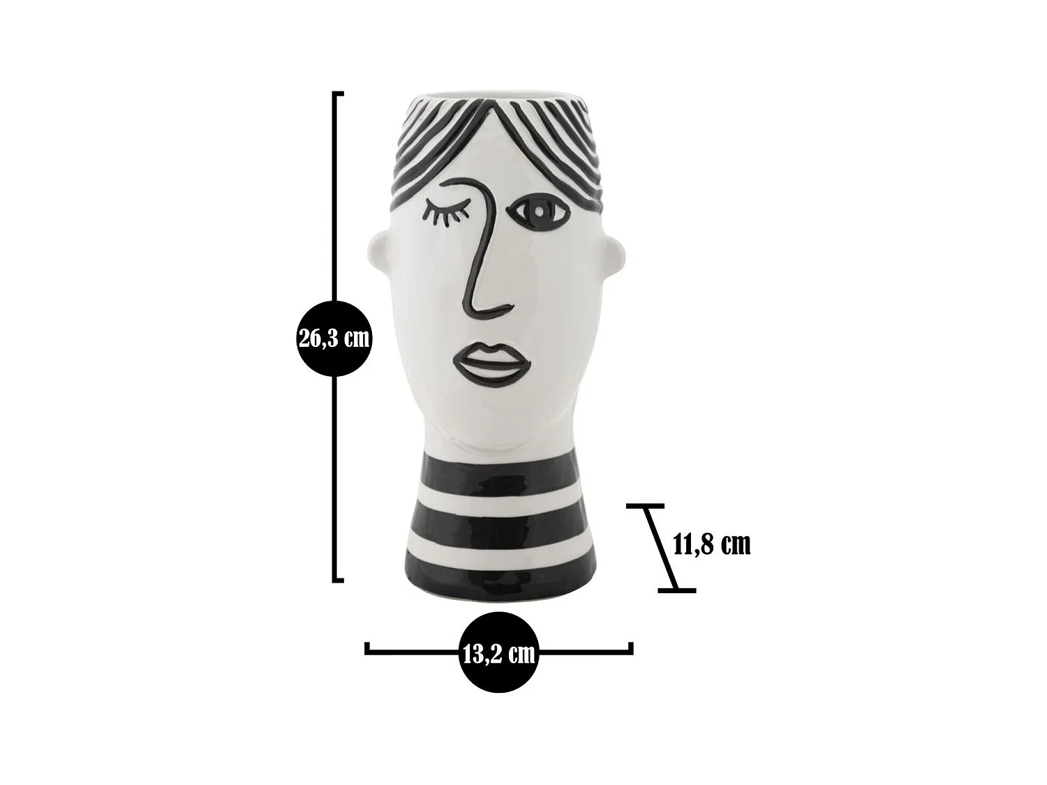 Wazon Dekoracyjny Twarz 31, Biały, 13,2x11,8x26,3 cm, Epikasa