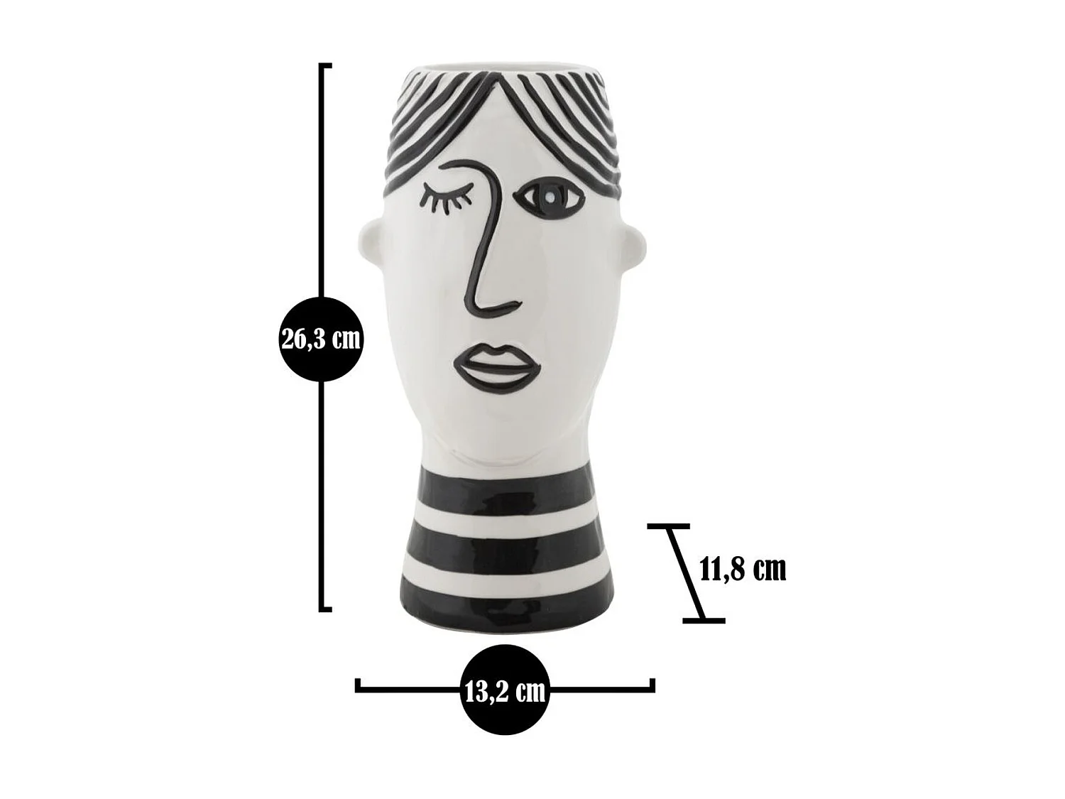 Jarrón Decorativo Cara 31, Blanco, 13,2x11,8x26,3 cm, Seven Design