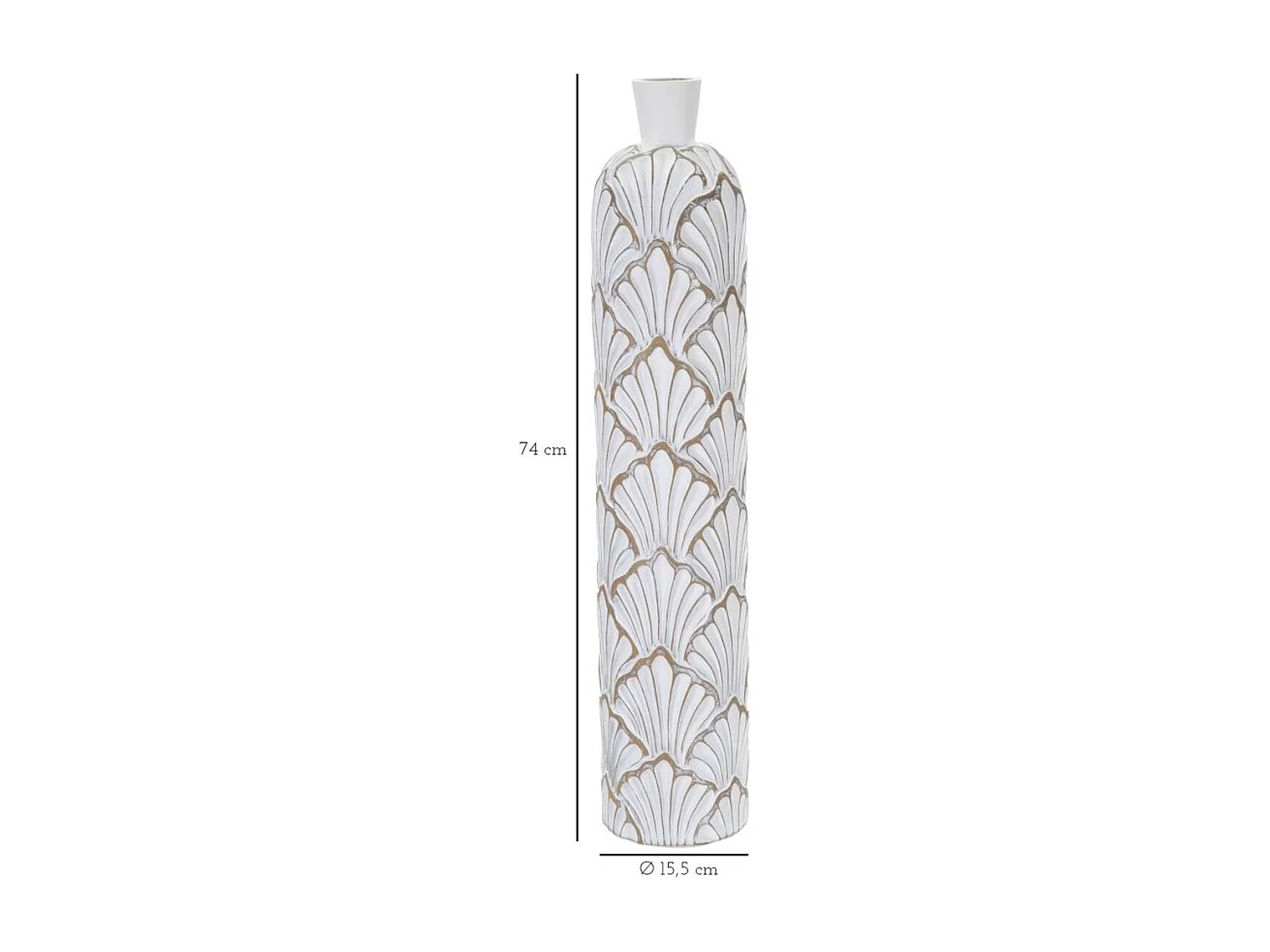Vase Décoratif MF664, Blanc, 15,5x15,5x74 cm, Seven Design