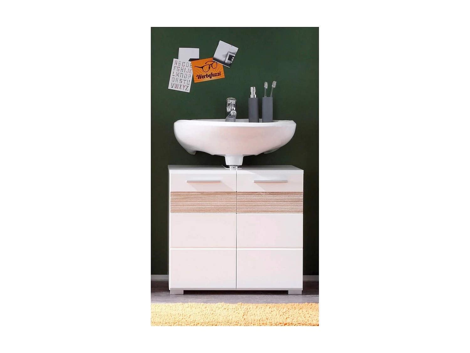 Meuble de Salle de Bain Sous Lavabo Mezzo, Blanc, 60x34x56 cm, Seven Design