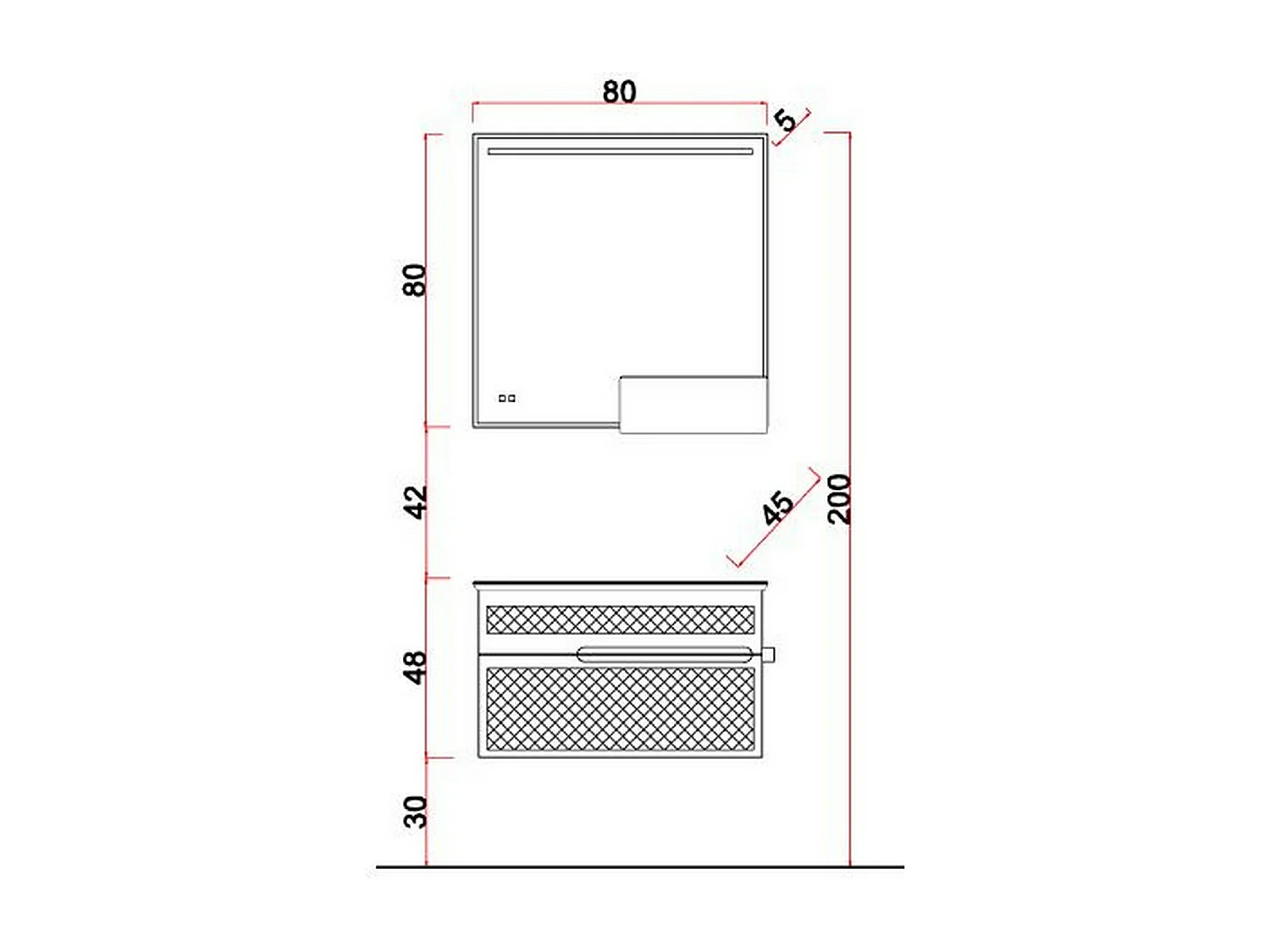 Meuble sous Lavabo Optima, Noir, 43x76x46 cm, EPIKASA